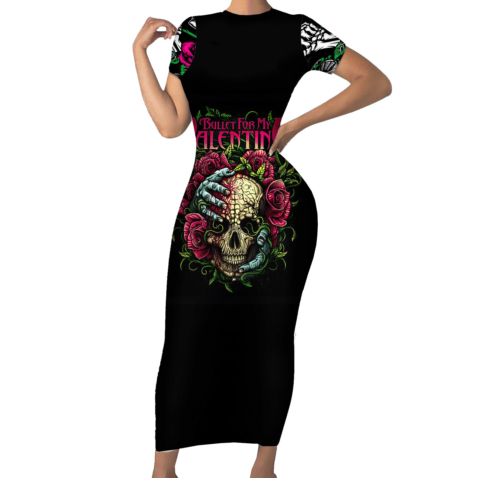 viper-skull-short-sleeve-bodycon-dress-bullet-for-my-valentine