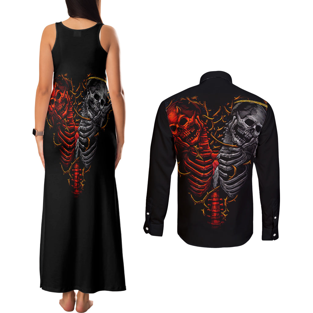 skull-couples-matching-tank-maxi-dress-and-long-sleeve-button-shirts-devil-and-angel-twin-skull
