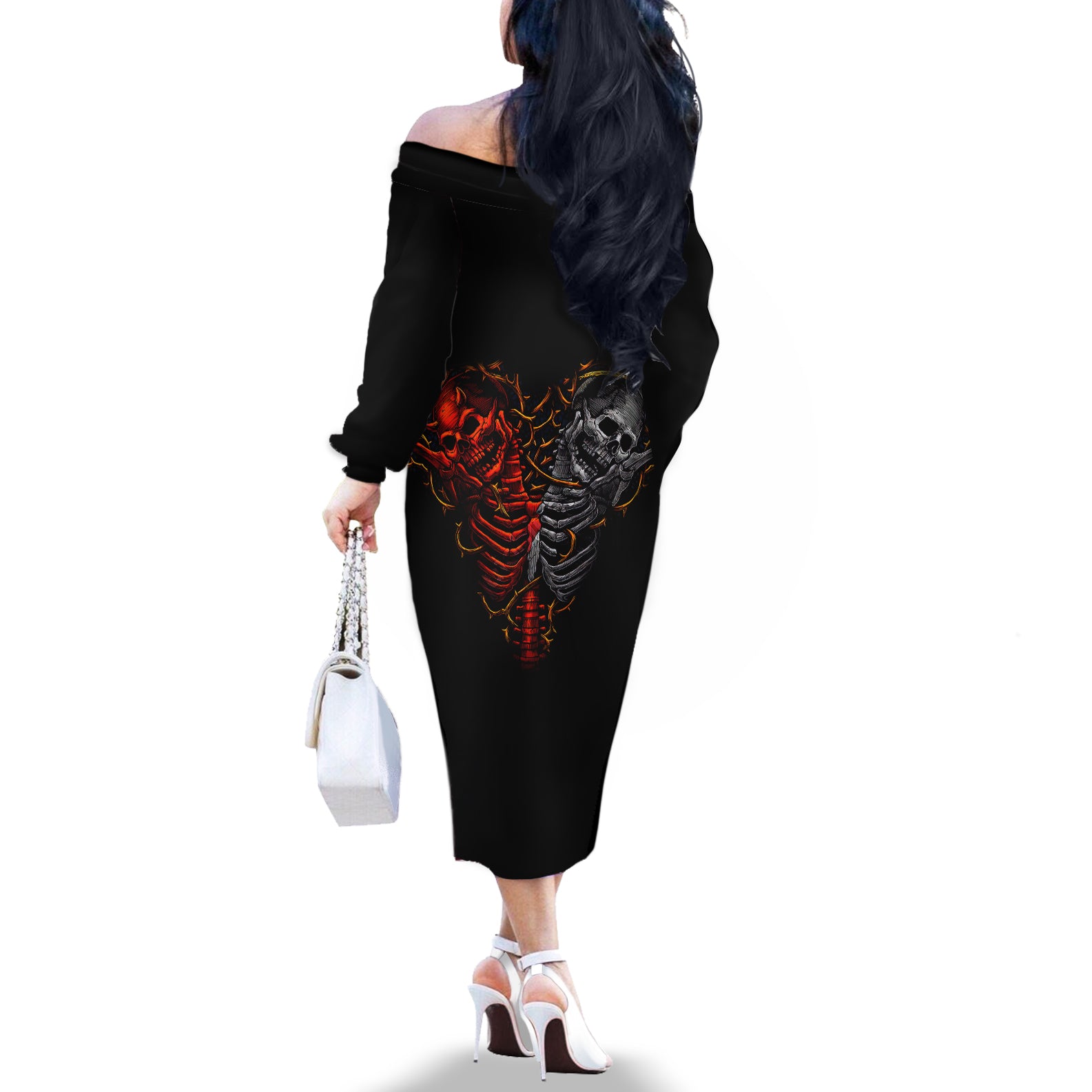 skull-off-the-shoulder-long-sleeve-dress-devil-and-angel-twin-skull
