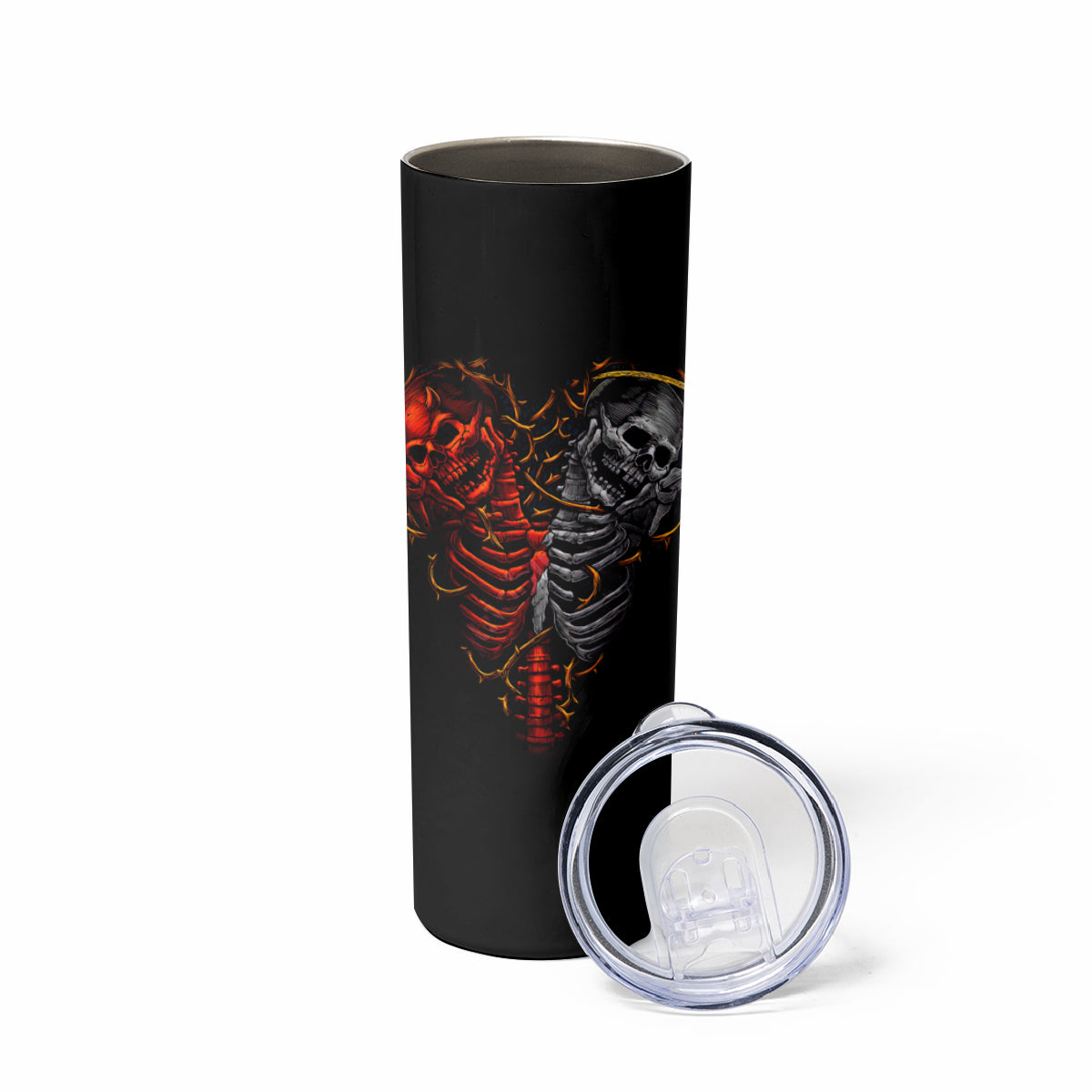 Skull Skinny Tumbler Devil And Angel Twin Skull