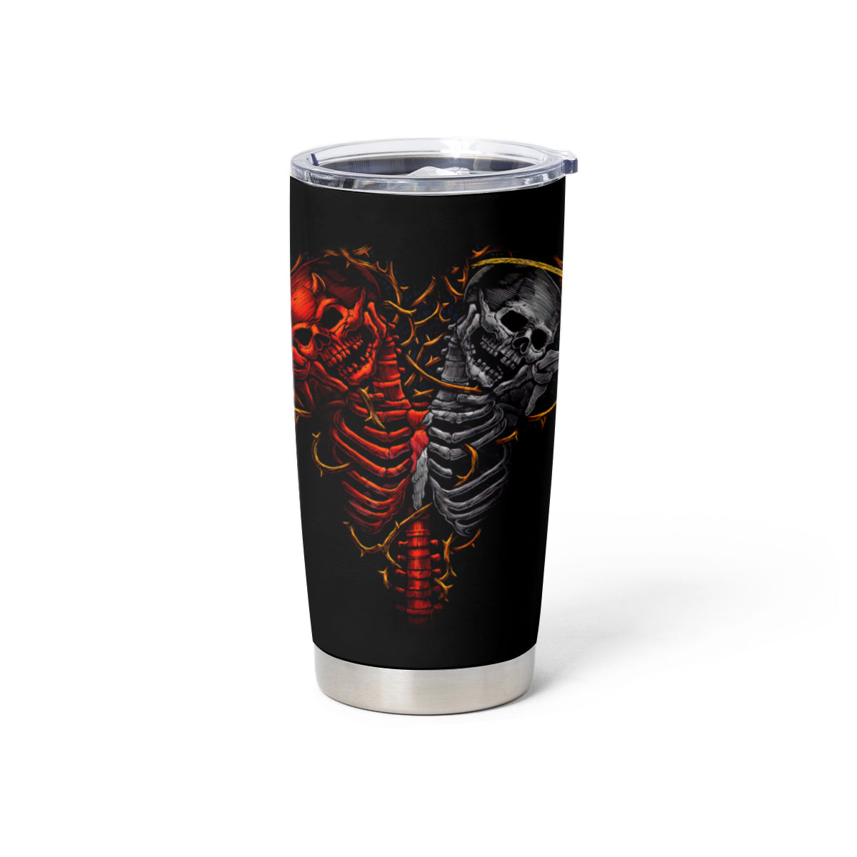 Skull Tumbler Cup Devil And Angel Twin Skull