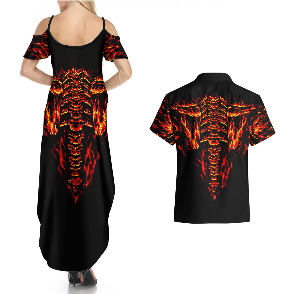 flame-skull-couples-matching-summer-maxi-dress-and-hawaiian-shirt-skull-face-inside-me