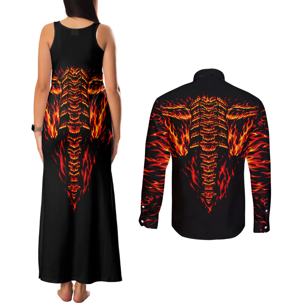 flame-skull-couples-matching-tank-maxi-dress-and-long-sleeve-button-shirts-skull-face-inside-me