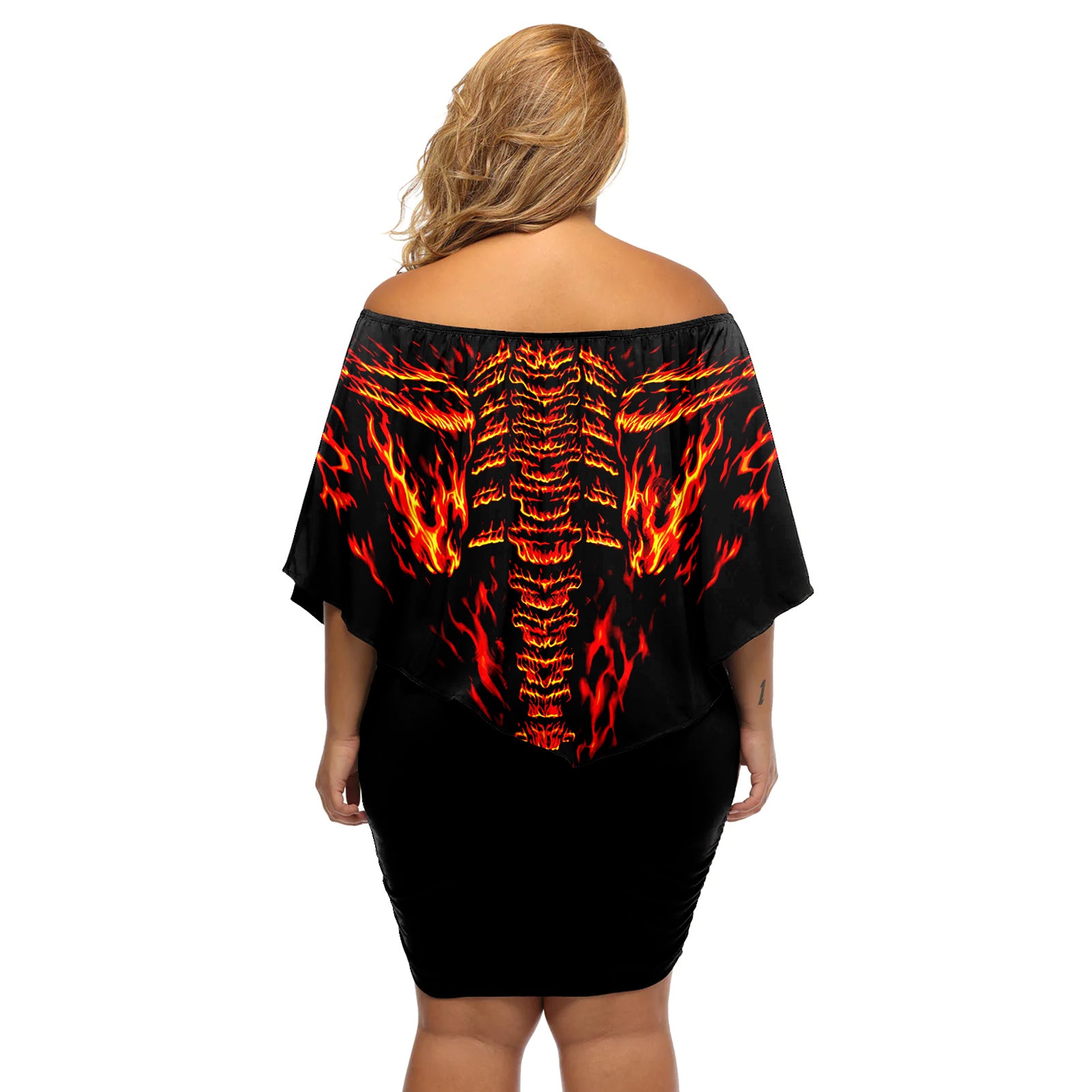flame-skull-off-shoulder-short-dress-skull-face-inside-me