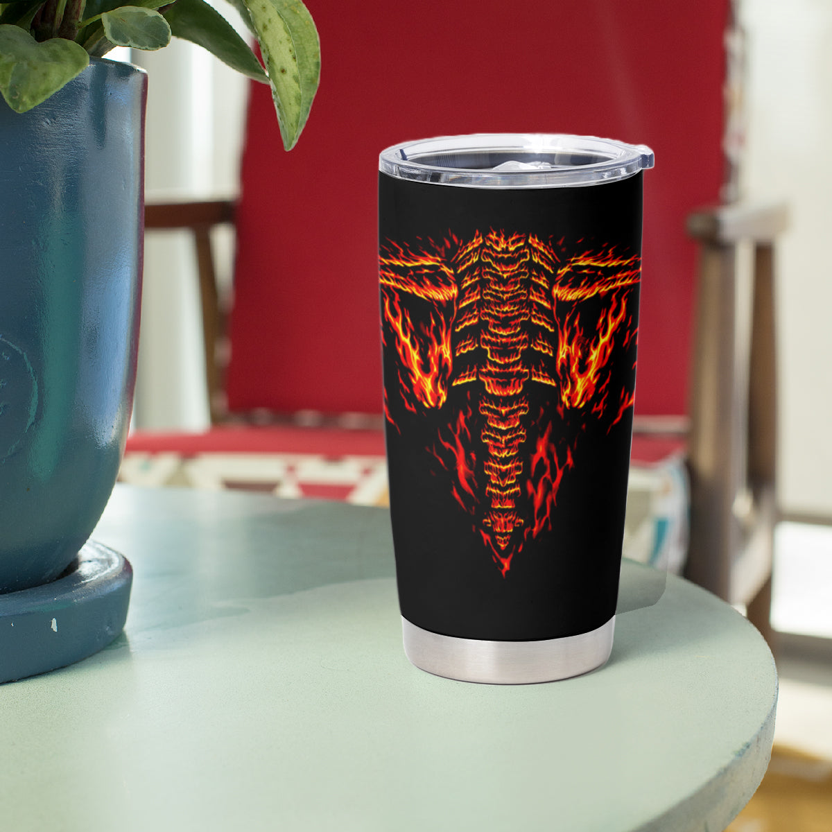 Flame Skull Tumbler Cup SKull Face Inside Me