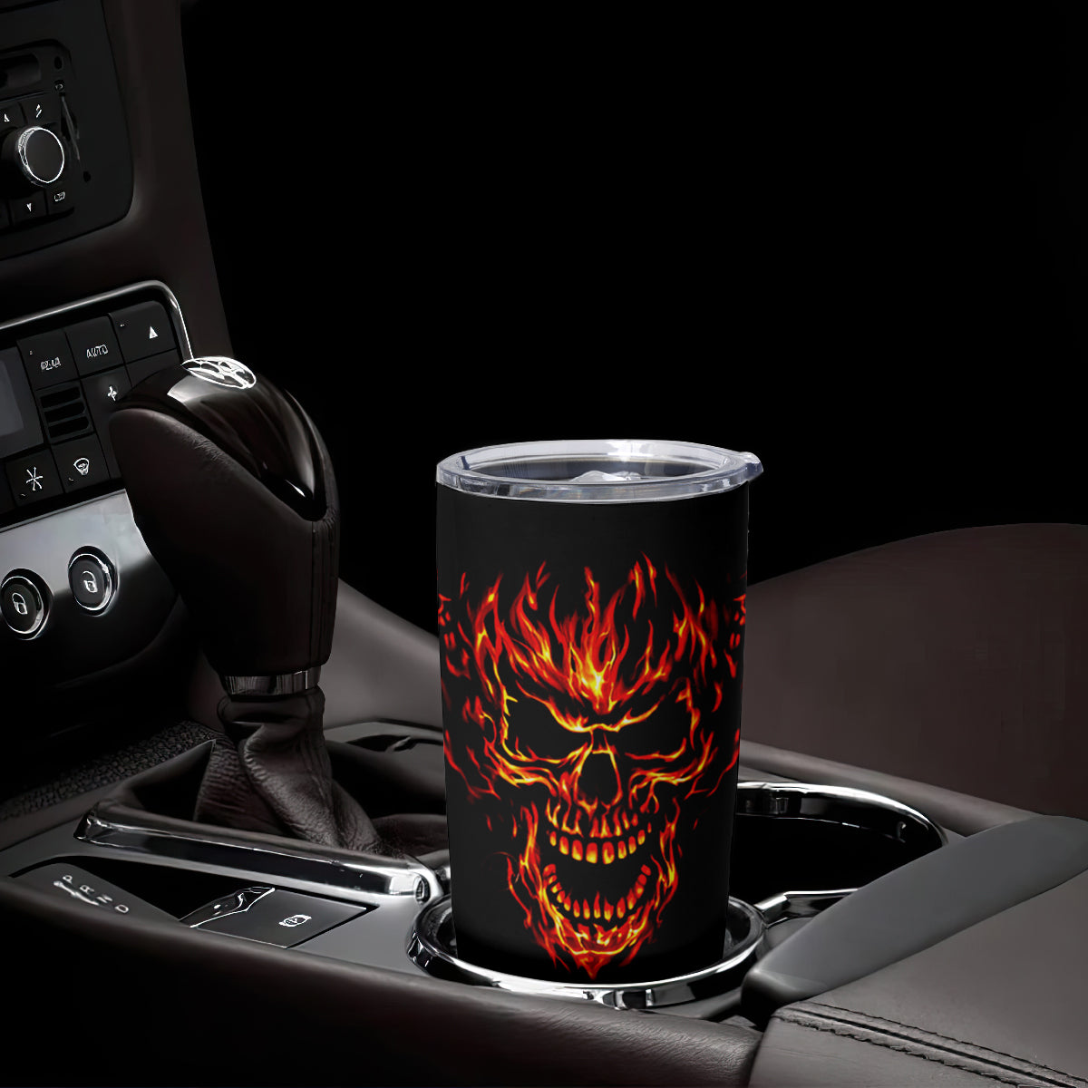 Flame Skull Tumbler Cup SKull Face Inside Me