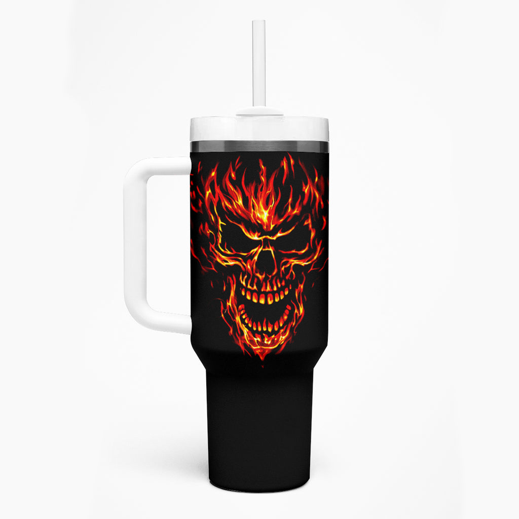 Flame Skull Tumbler With Handle SKull Face Inside Me
