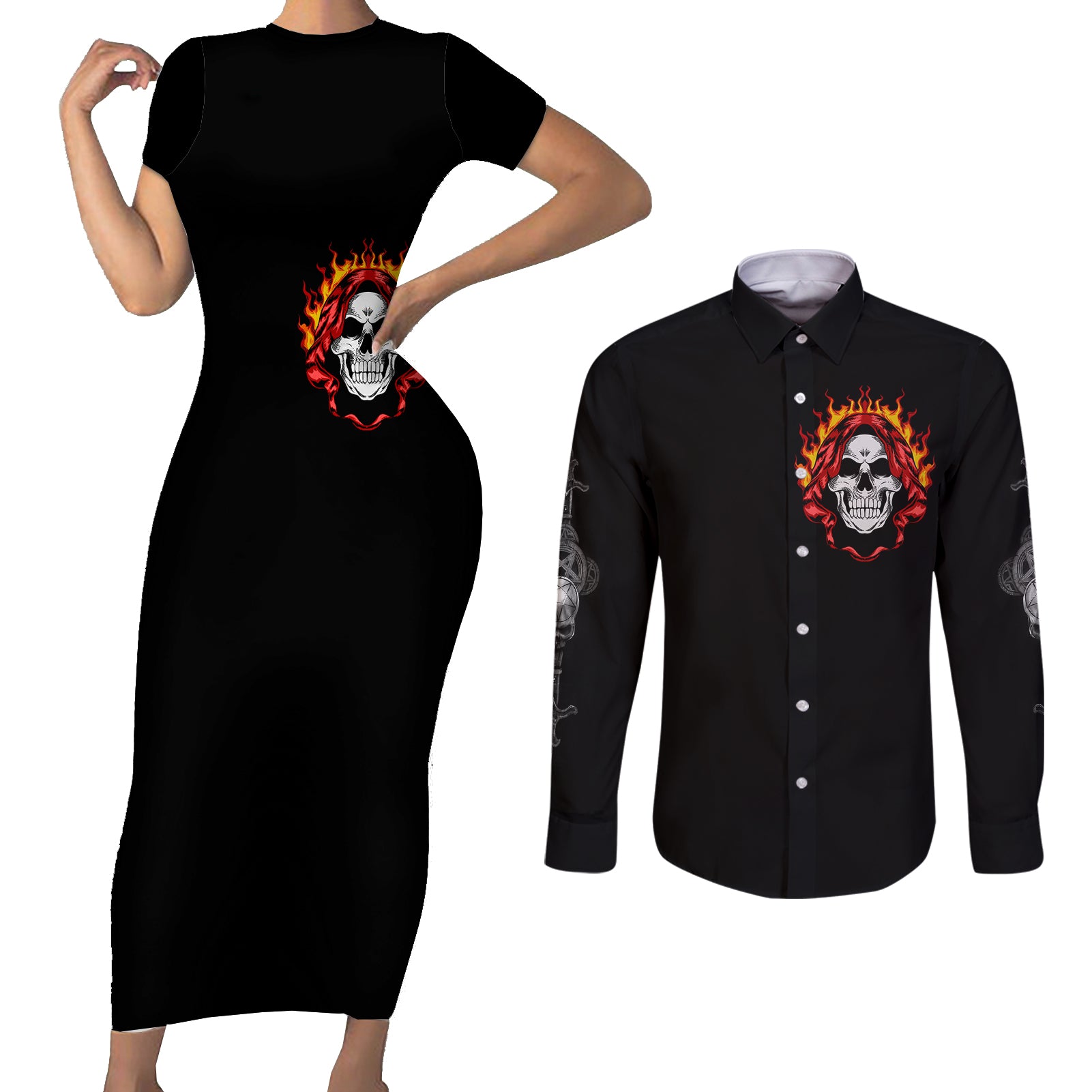 skull-couples-matching-short-sleeve-bodycon-dress-and-long-sleeve-button-shirts-before-your-judge-me-pls-understand