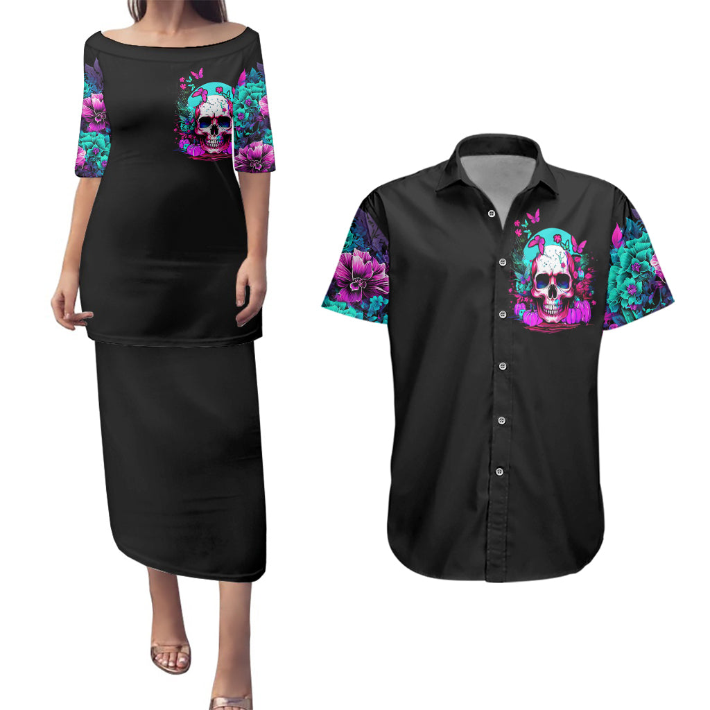 skull-couples-matching-puletasi-dress-and-hawaiian-shirt-hello-darkness-my-old-friend-pinky