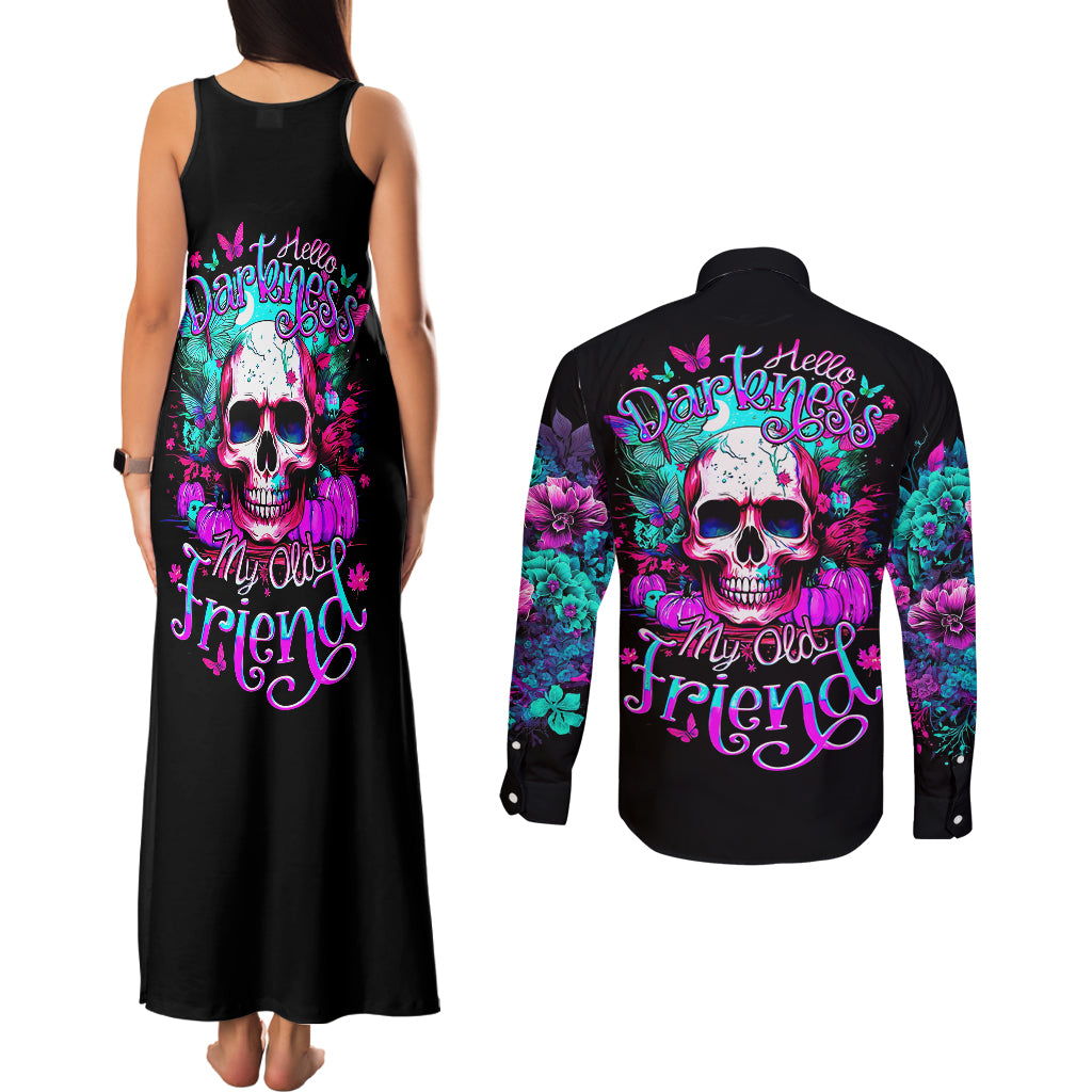 skull-couples-matching-tank-maxi-dress-and-long-sleeve-button-shirts-hello-darkness-my-old-friend-pinky