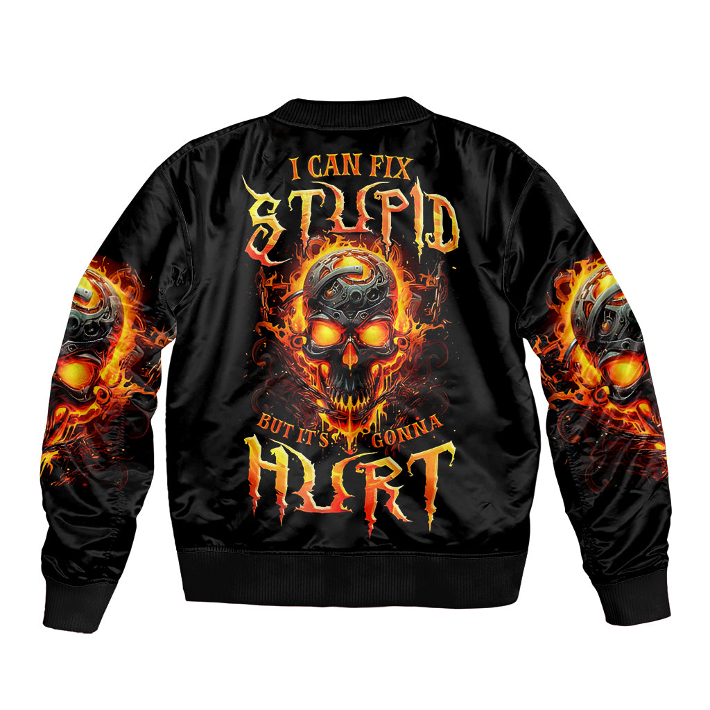 flame-skull-sleeve-zip-bomber-jacket-i-can-fix-stupid-but-that-hurt