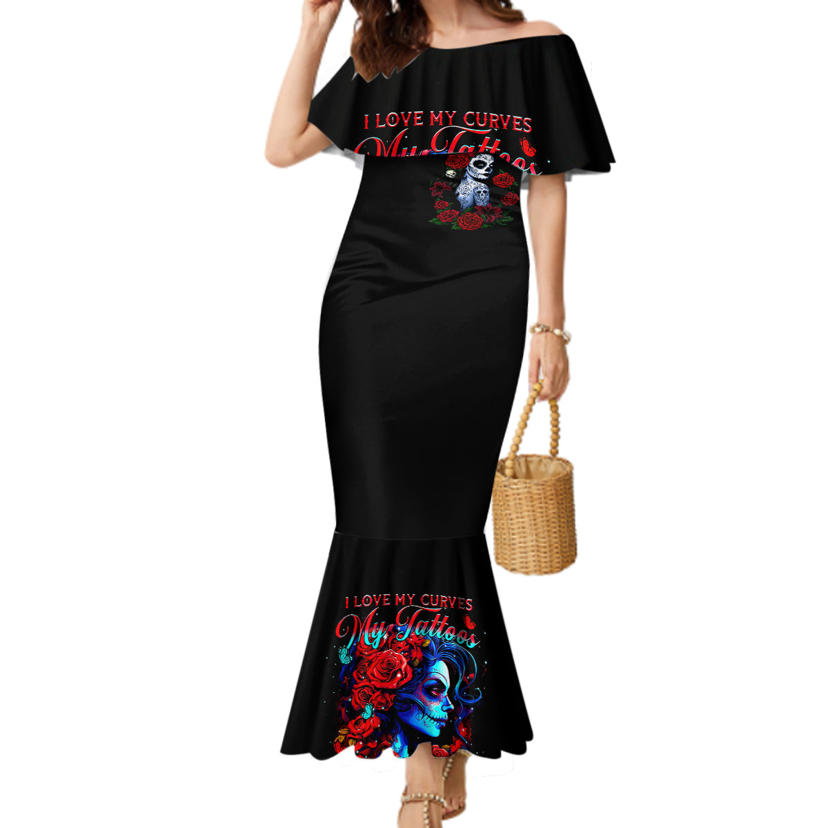 skull-rose-mermaid-dress-i-love-my-curve-my-tattoo-my-imperfection