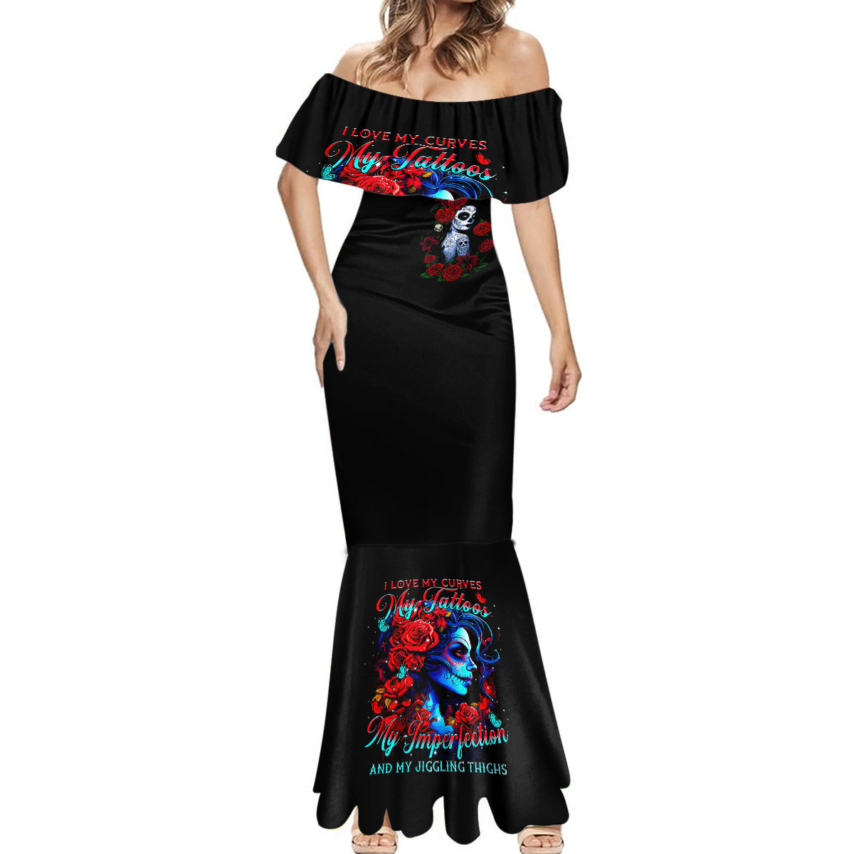 skull-rose-mermaid-dress-i-love-my-curve-my-tattoo-my-imperfection