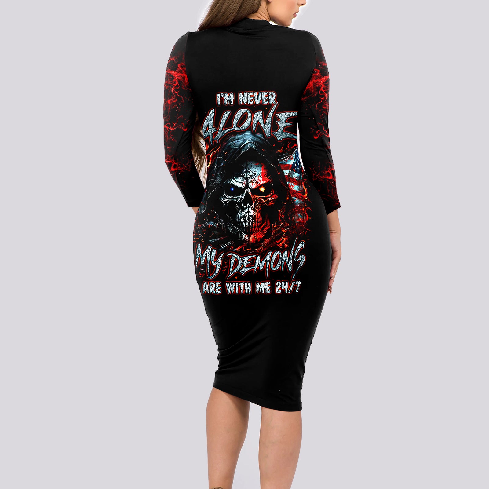 blood-skull-long-sleeve-bodycon-dress-i-never-alone-my-demon-with-me-247