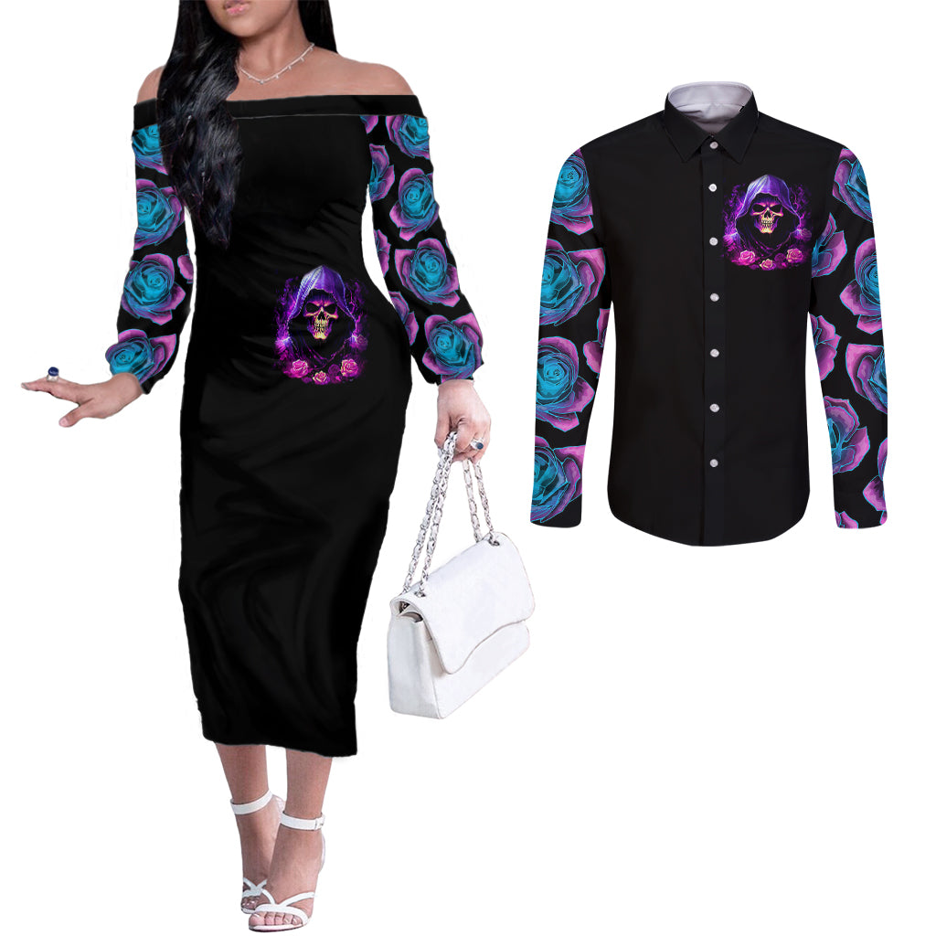 purple-skull-couples-matching-off-the-shoulder-long-sleeve-dress-and-long-sleeve-button-shirts-i-talk-i-smile-but-be-carefull-when-i-silent