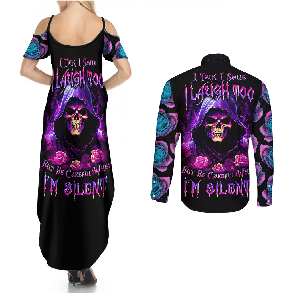 purple-skull-couples-matching-summer-maxi-dress-and-long-sleeve-button-shirts-i-talk-i-smile-but-be-carefull-when-i-silent
