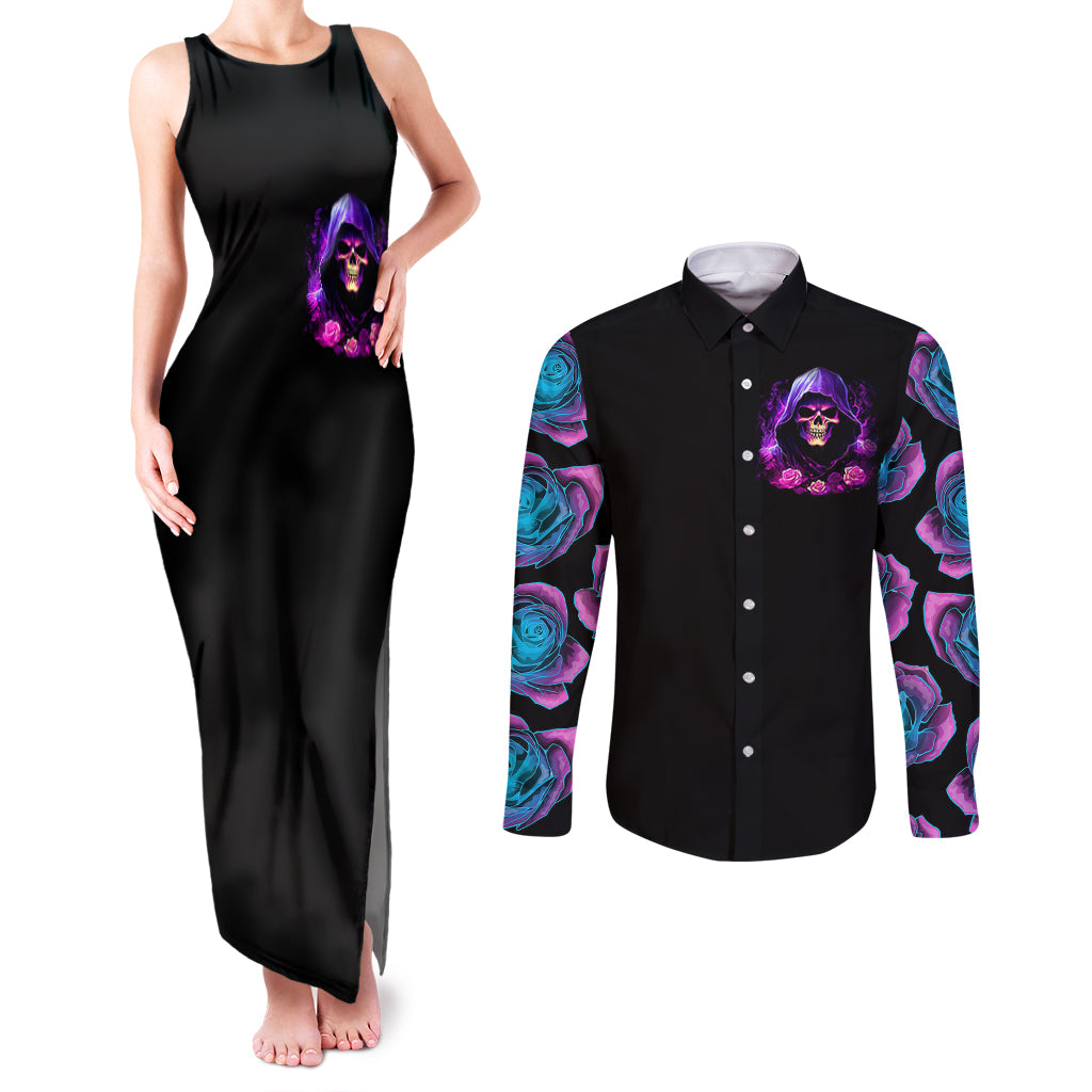 purple-skull-couples-matching-tank-maxi-dress-and-long-sleeve-button-shirts-i-talk-i-smile-but-be-carefull-when-i-silent