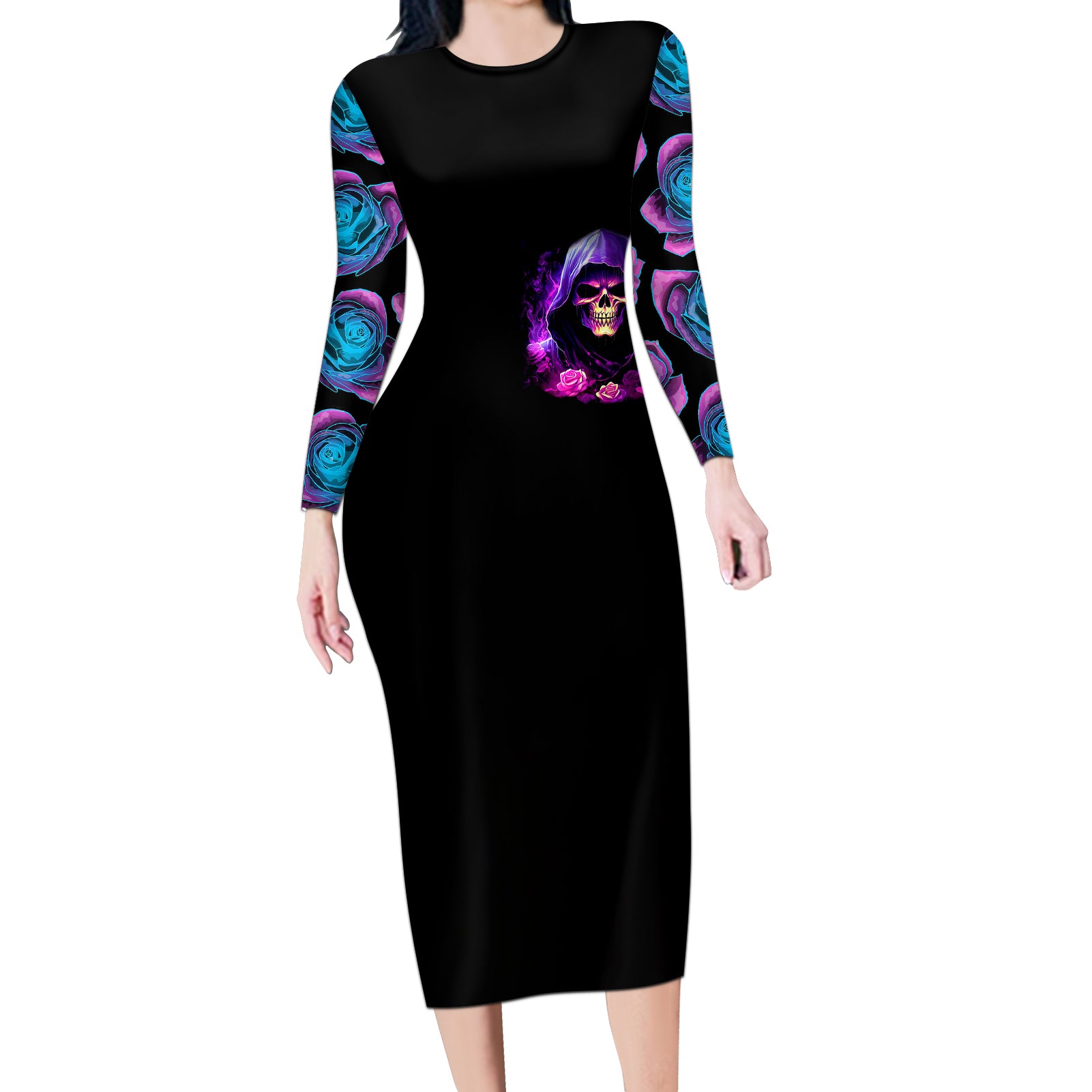 purple-skull-long-sleeve-bodycon-dress-i-talk-i-smile-but-be-carefull-when-i-silent