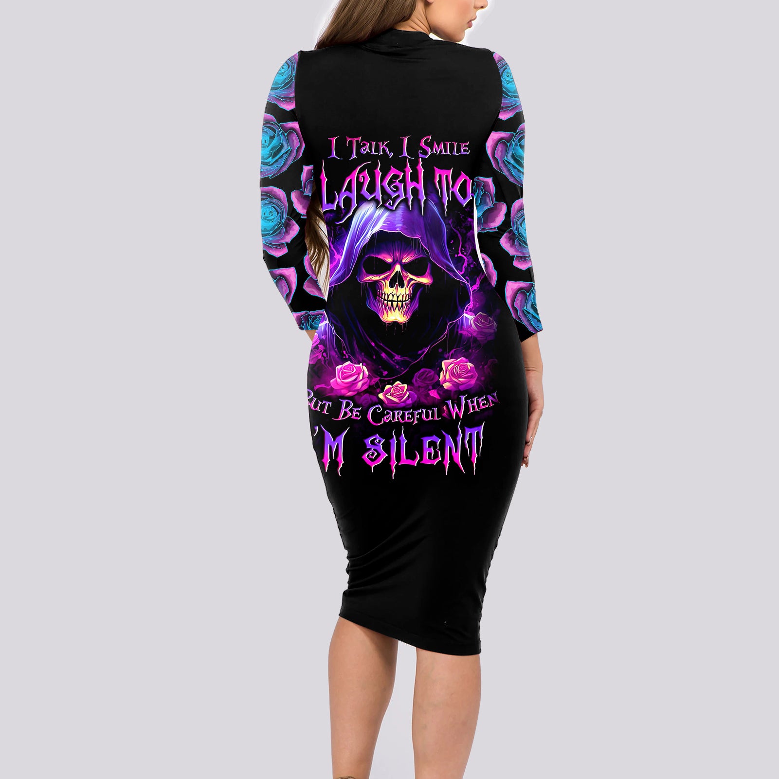 purple-skull-long-sleeve-bodycon-dress-i-talk-i-smile-but-be-carefull-when-i-silent
