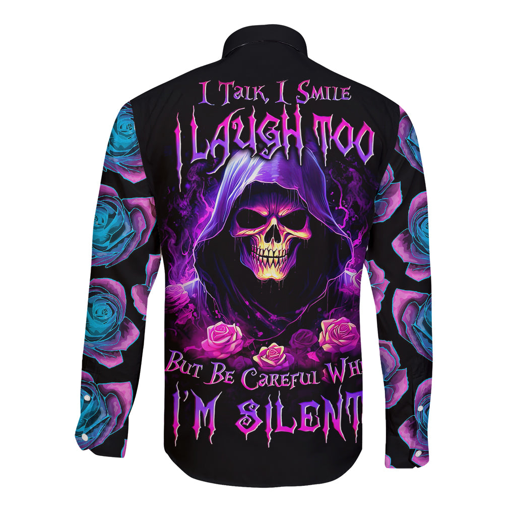 purple-skull-long-sleeve-button-shirt-i-talk-i-smile-but-be-carefull-when-i-silent