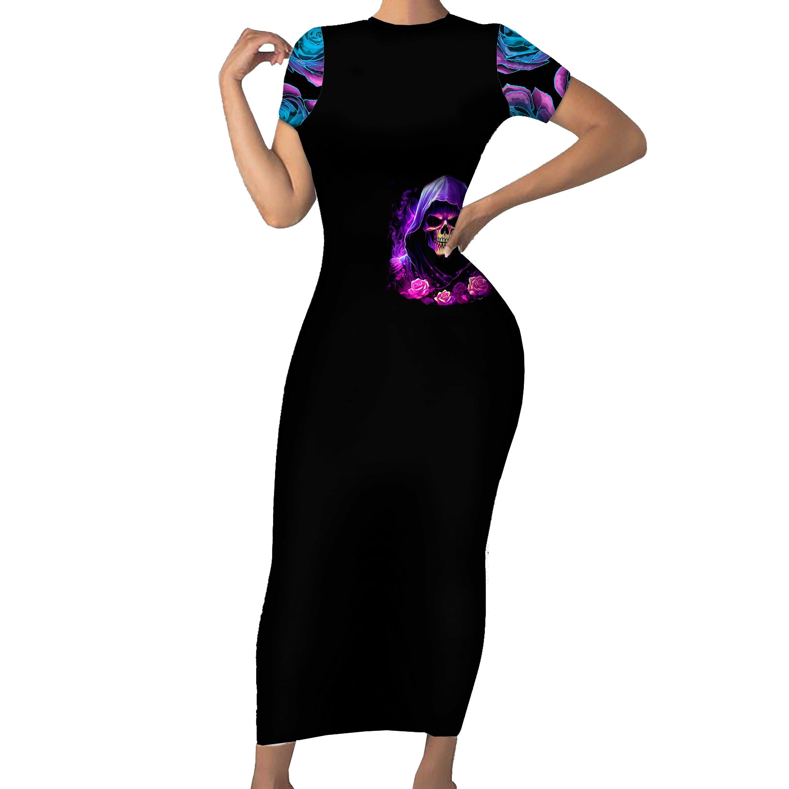 purple-skull-short-sleeve-bodycon-dress-i-talk-i-smile-but-be-carefull-when-i-silent