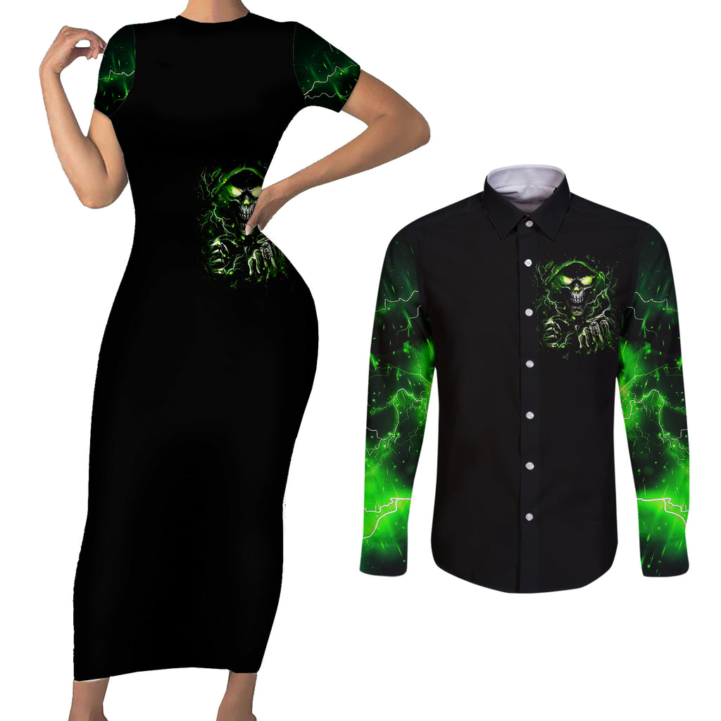 thunder-skull-couples-matching-short-sleeve-bodycon-dress-and-long-sleeve-button-shirts-if-karma-dont-hit-you-trust-me-i-will