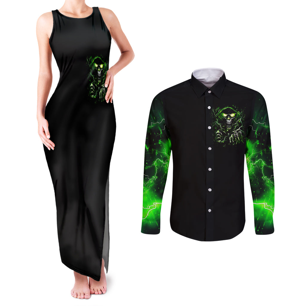 thunder-skull-couples-matching-tank-maxi-dress-and-long-sleeve-button-shirts-if-karma-dont-hit-you-trust-me-i-will