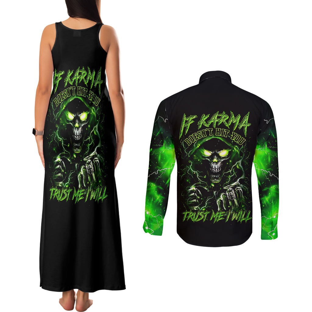 thunder-skull-couples-matching-tank-maxi-dress-and-long-sleeve-button-shirts-if-karma-dont-hit-you-trust-me-i-will
