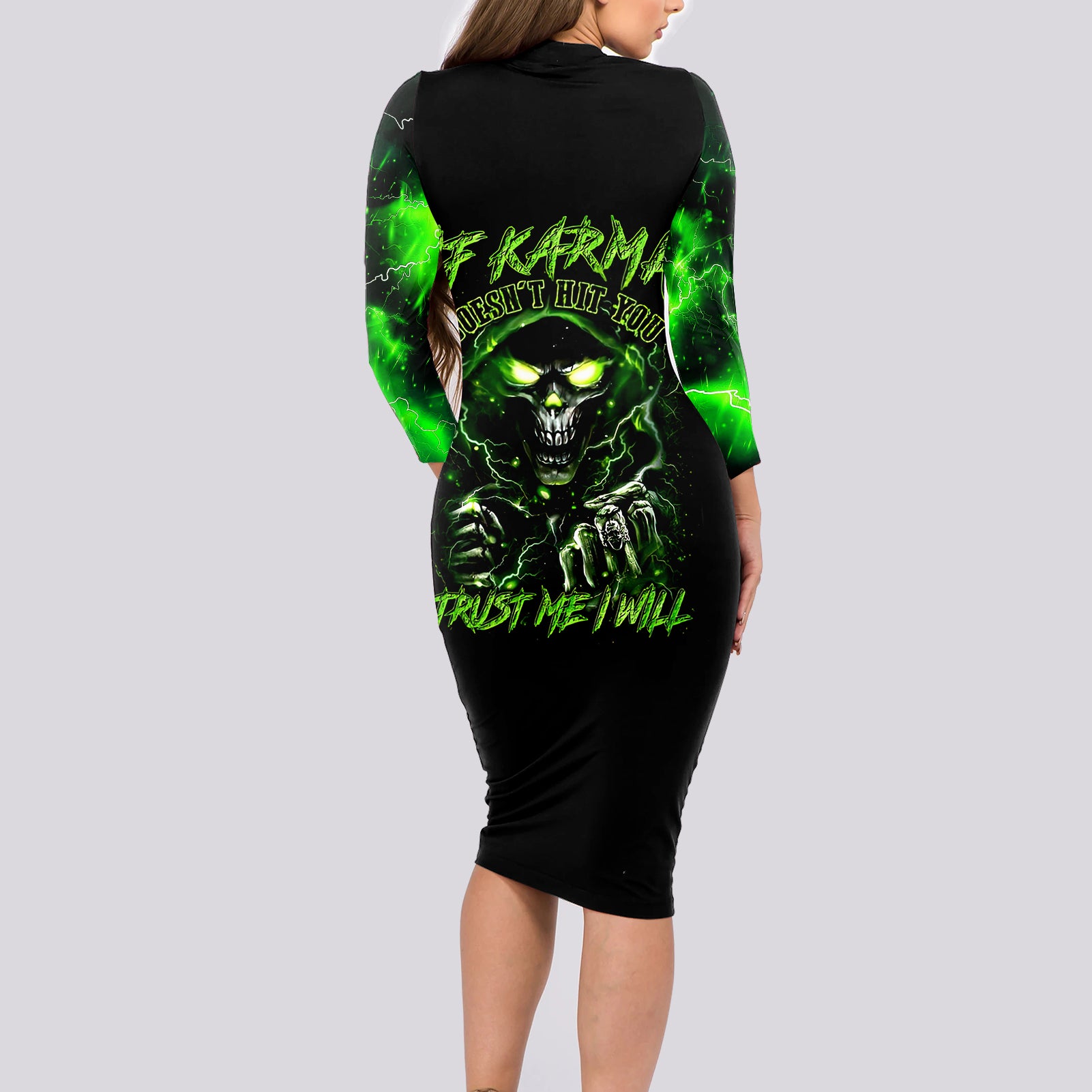 thunder-skull-long-sleeve-bodycon-dress-if-karma-dont-hit-you-trust-me-i-will