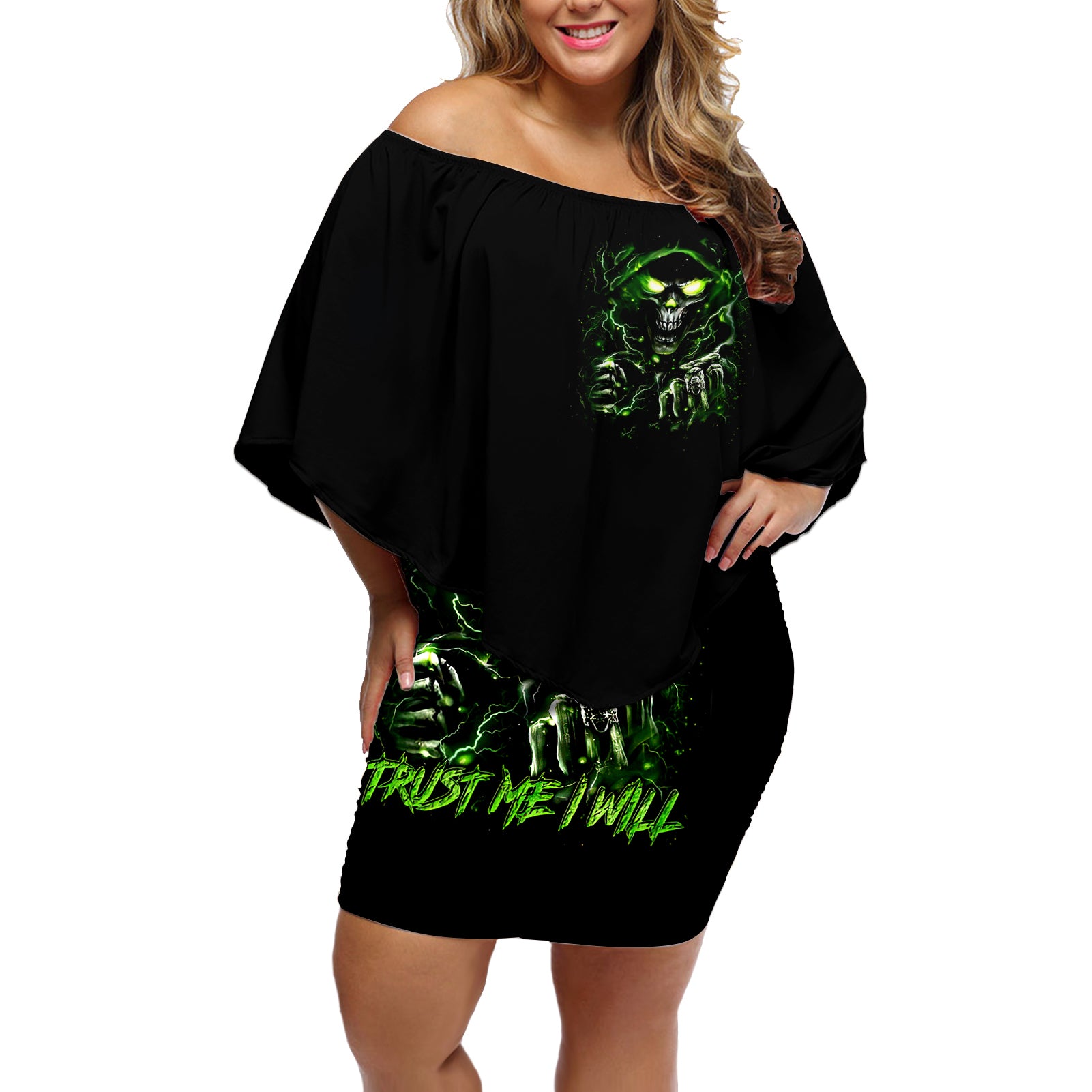 thunder-skull-off-shoulder-short-dress-if-karma-dont-hit-you-trust-me-i-will