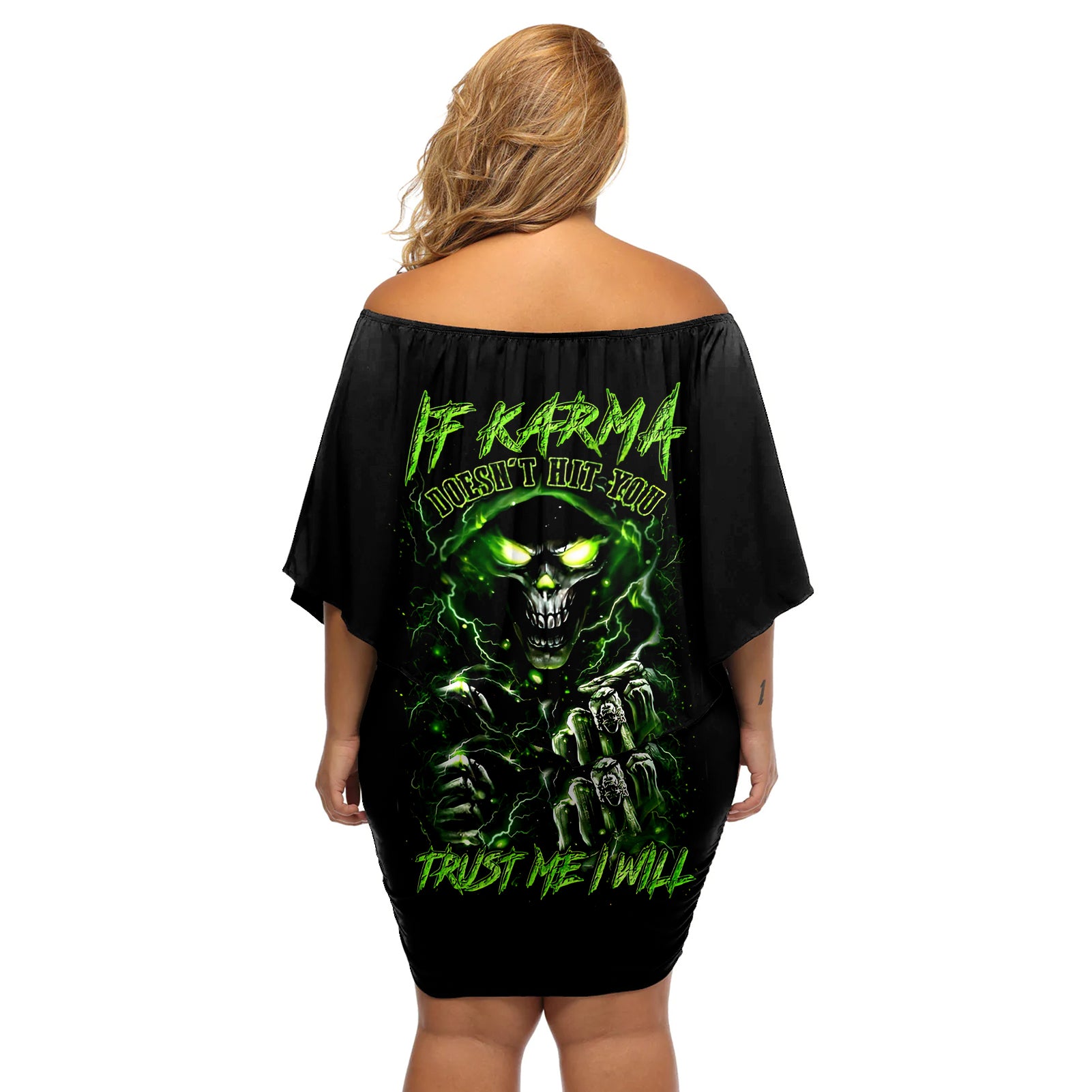 thunder-skull-off-shoulder-short-dress-if-karma-dont-hit-you-trust-me-i-will