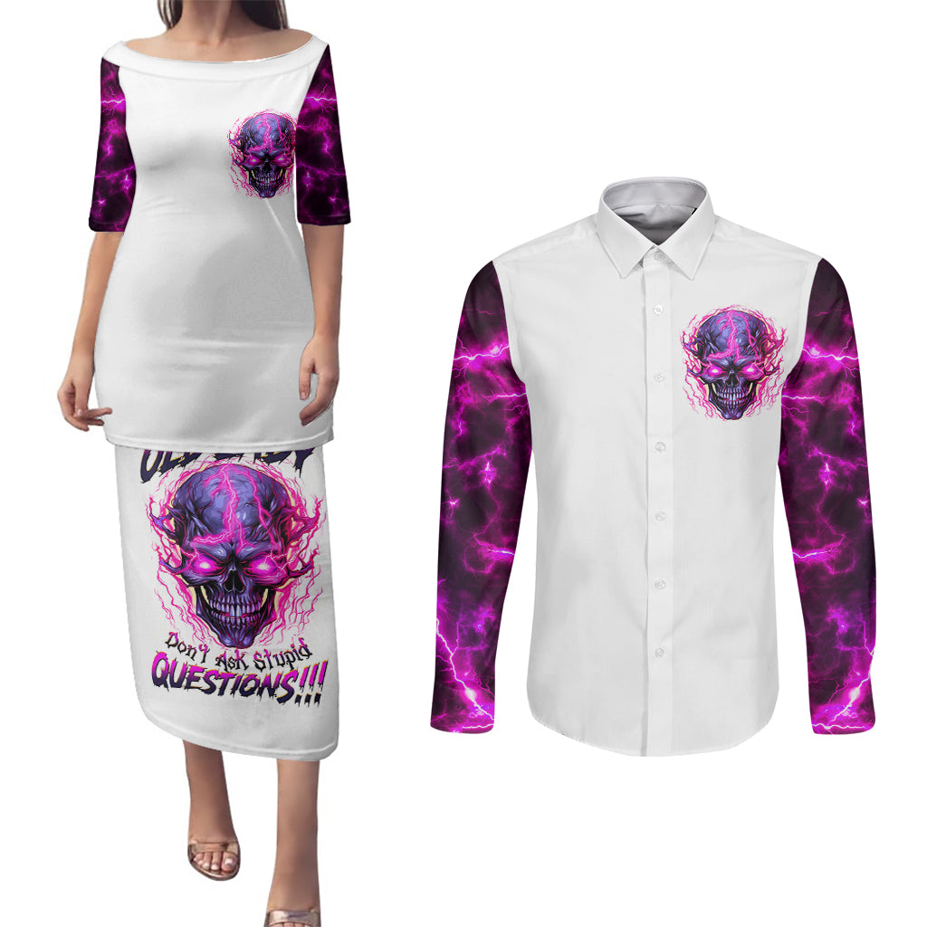 lighting-skull-couples-matching-puletasi-dress-and-long-sleeve-button-shirts-im-a-grumpy-old-lady-dont-ask-stupid