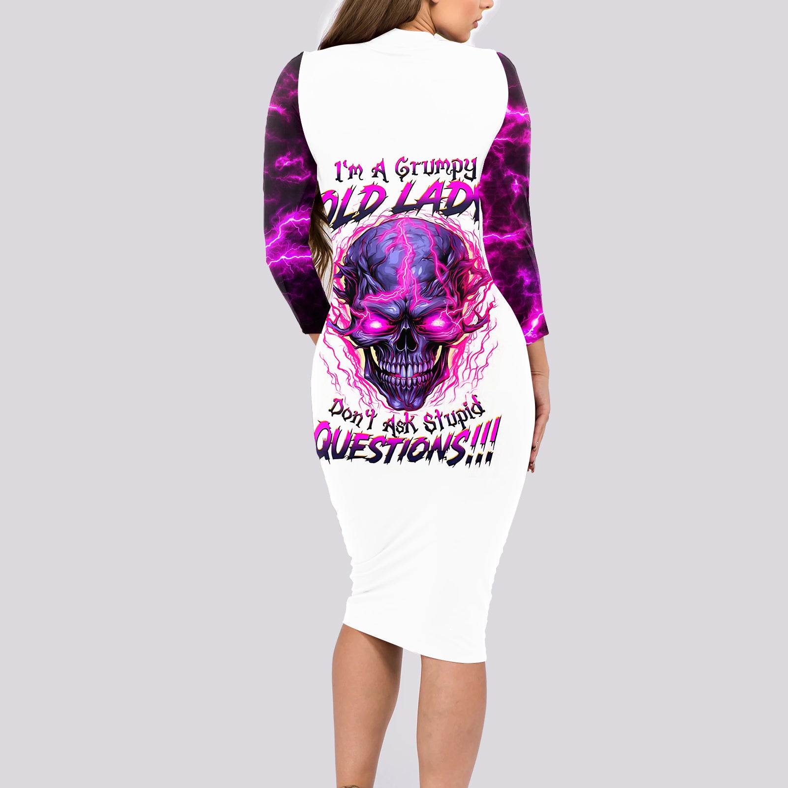 lighting-skull-long-sleeve-bodycon-dress-im-a-grumpy-old-lady-dont-ask-stupid
