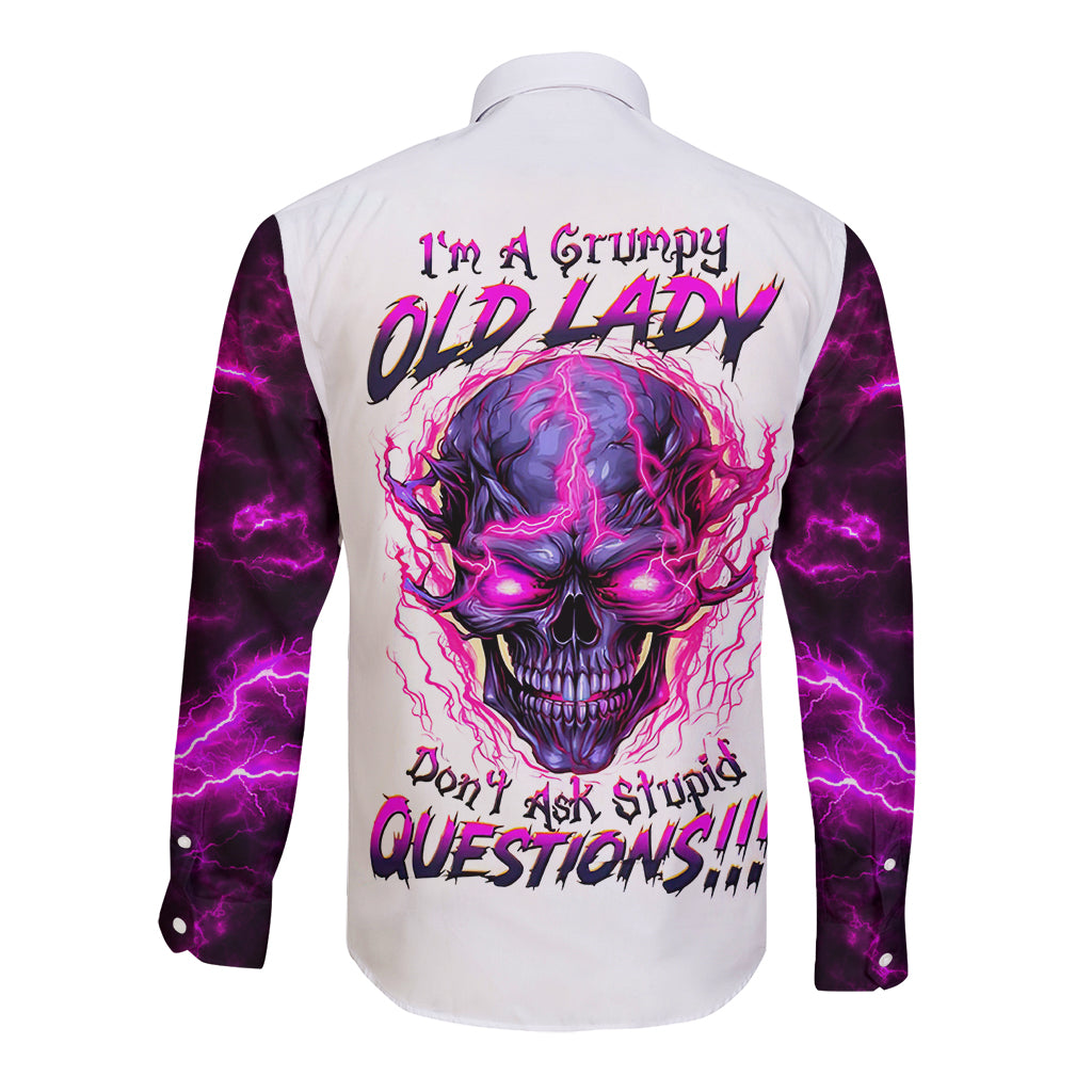 lighting-skull-long-sleeve-button-shirt-im-a-grumpy-old-lady-dont-ask-stupid