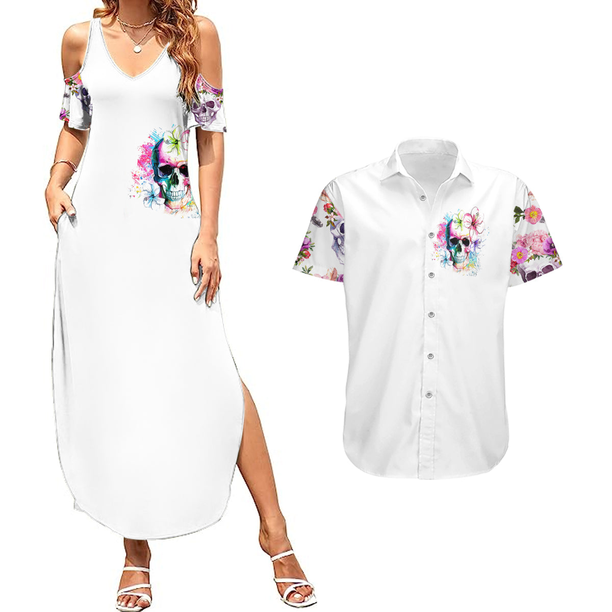 watercolor-skull-couples-matching-summer-maxi-dress-and-hawaiian-shirt-yes-im-bitch-but-not-your