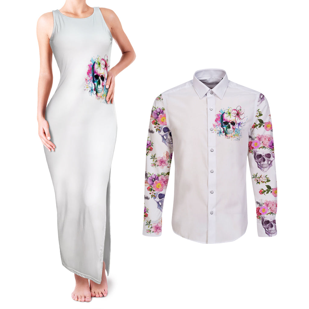 watercolor-skull-couples-matching-tank-maxi-dress-and-long-sleeve-button-shirts-yes-im-bitch-but-not-your