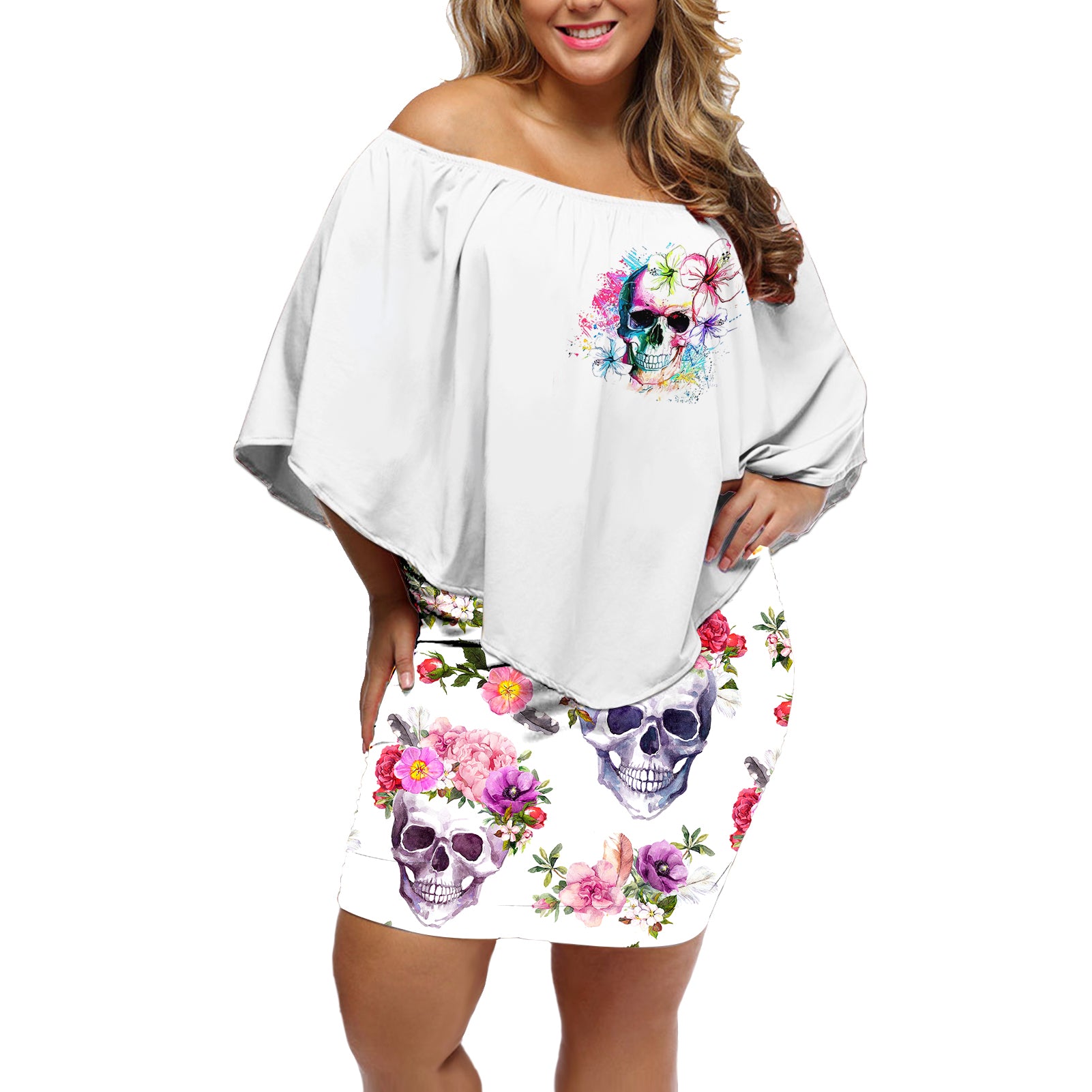 watercolor-skull-off-shoulder-short-dress-yes-im-bitch-but-not-your