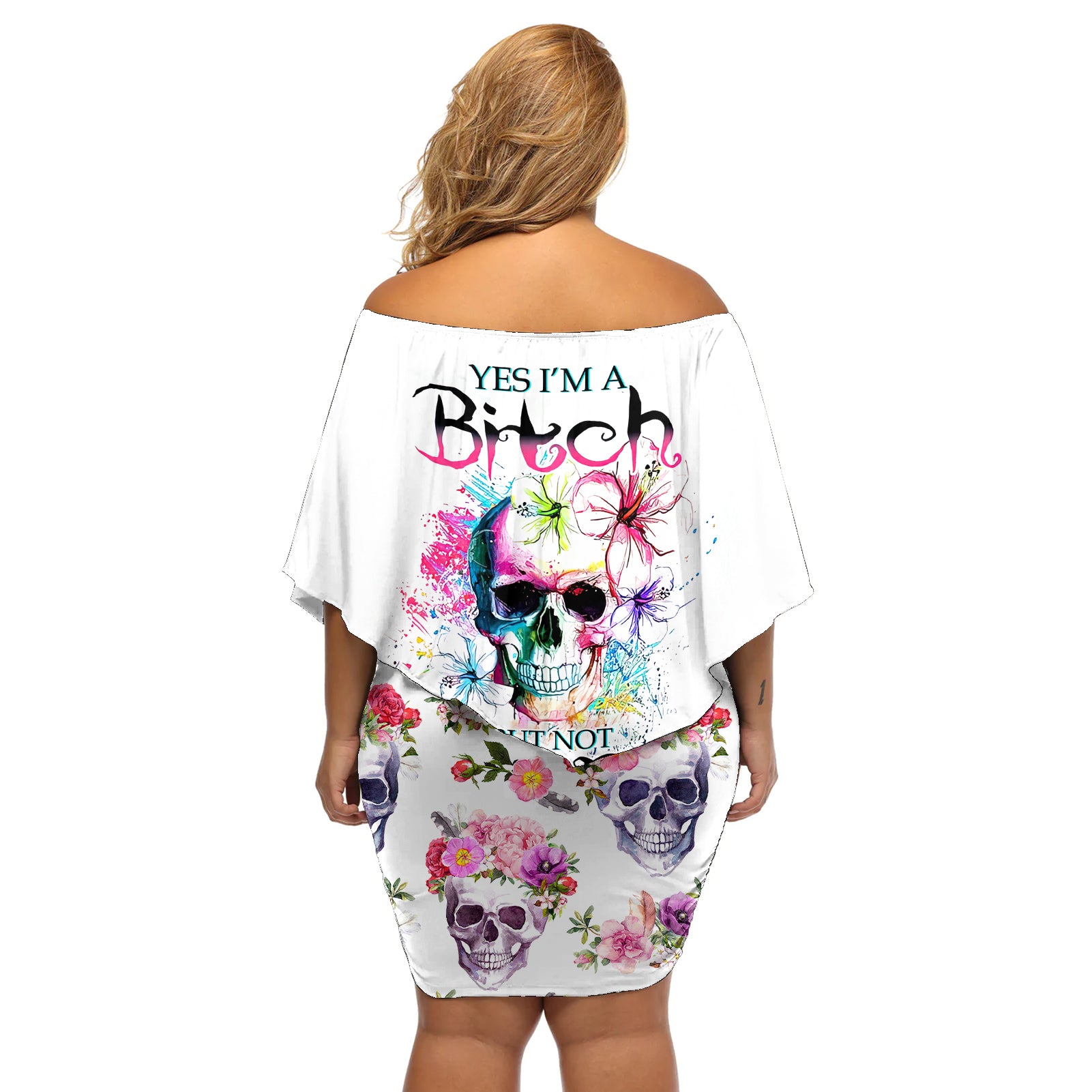 watercolor-skull-off-shoulder-short-dress-yes-im-bitch-but-not-your