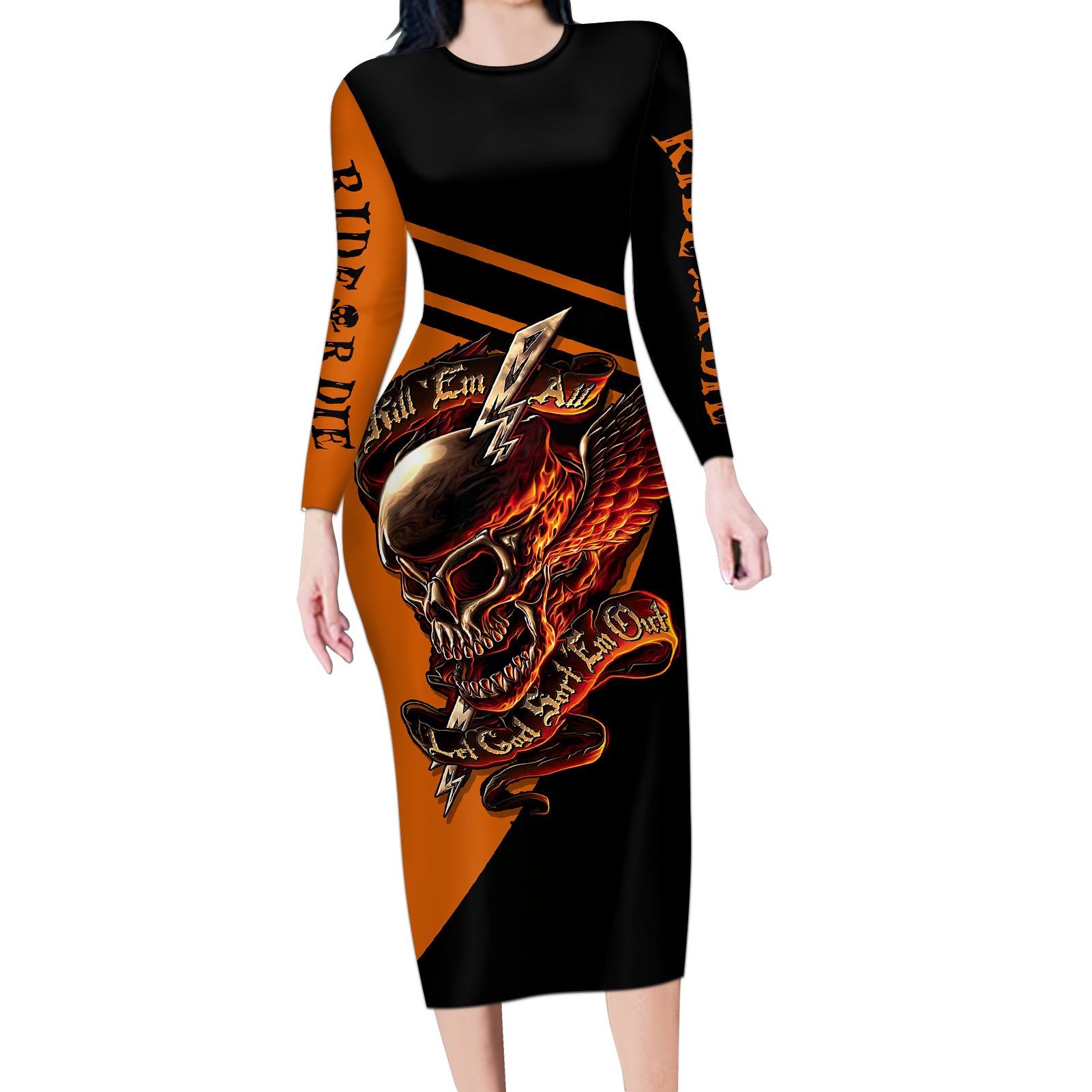 wings-skull-long-sleeve-bodycon-dress-kill-them-all
