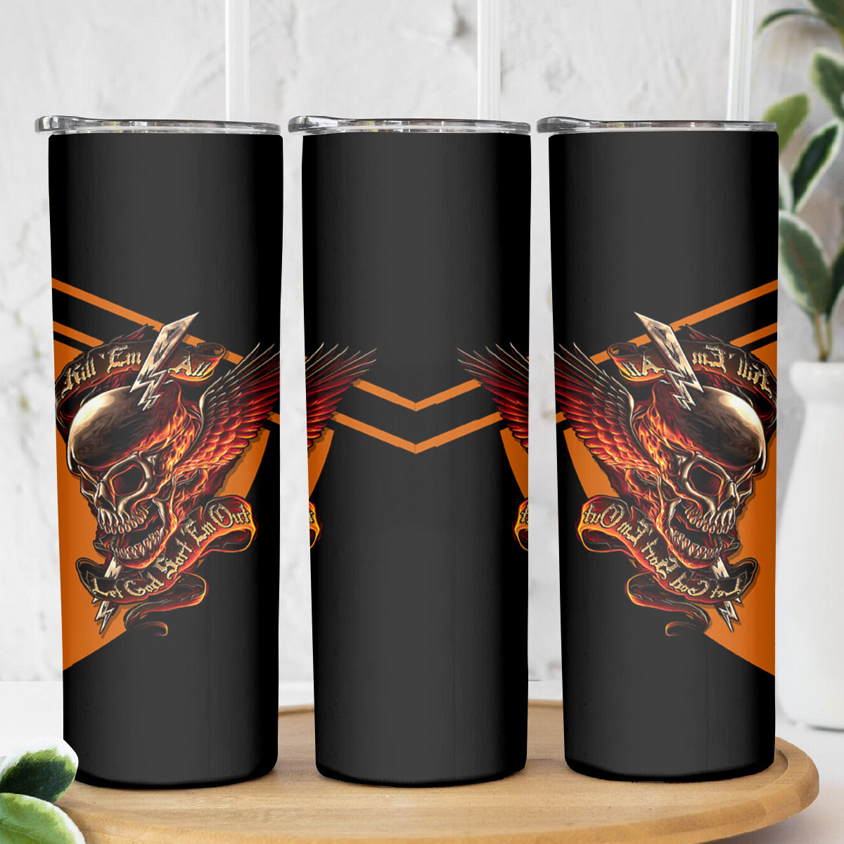 Wings Skull Skinny Tumbler Kill Them All