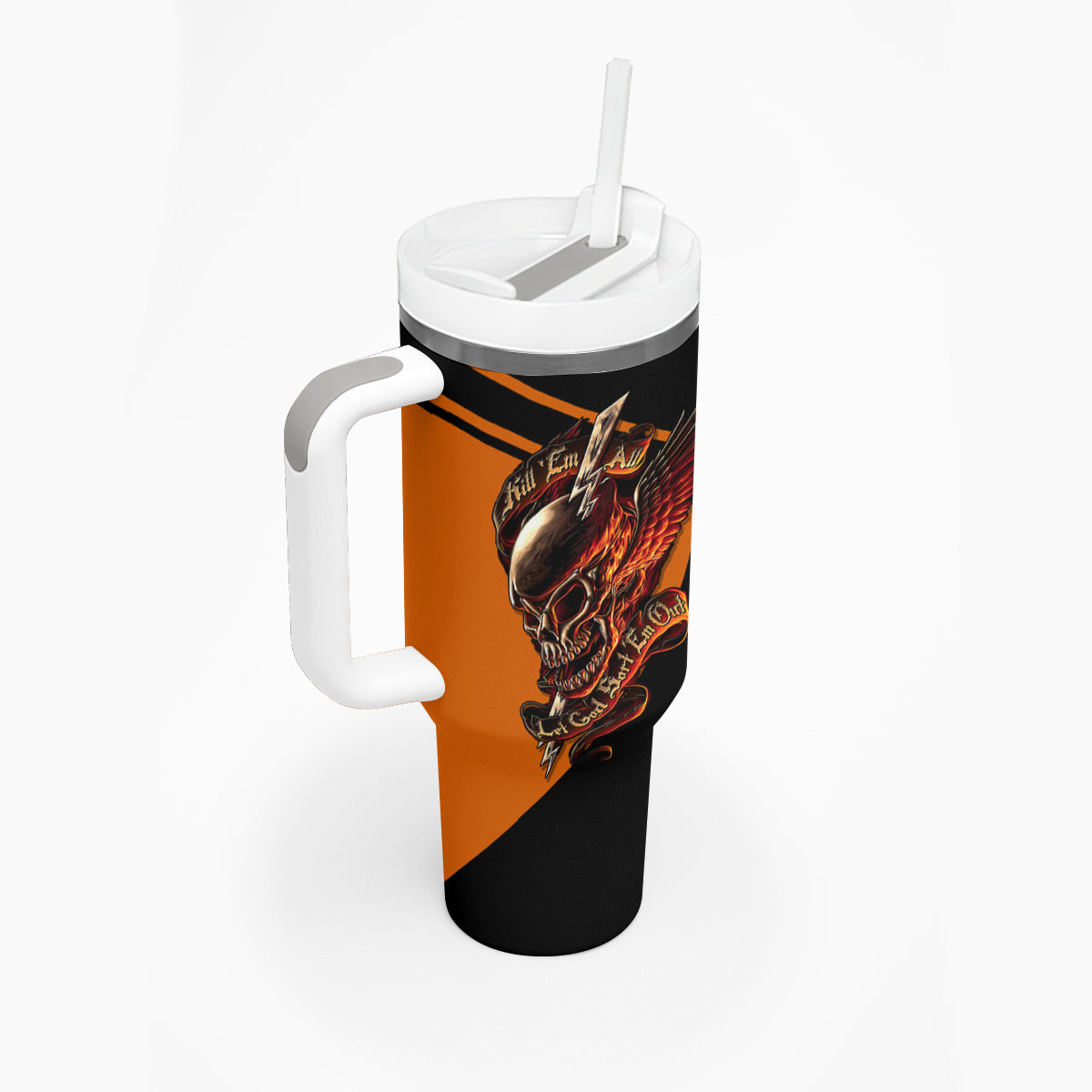 Wings Skull Tumbler With Handle Kill Them All