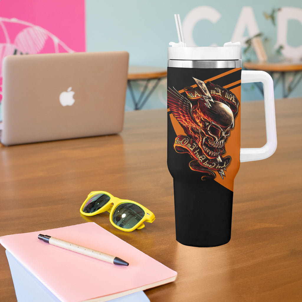 Wings Skull Tumbler With Handle Kill Them All