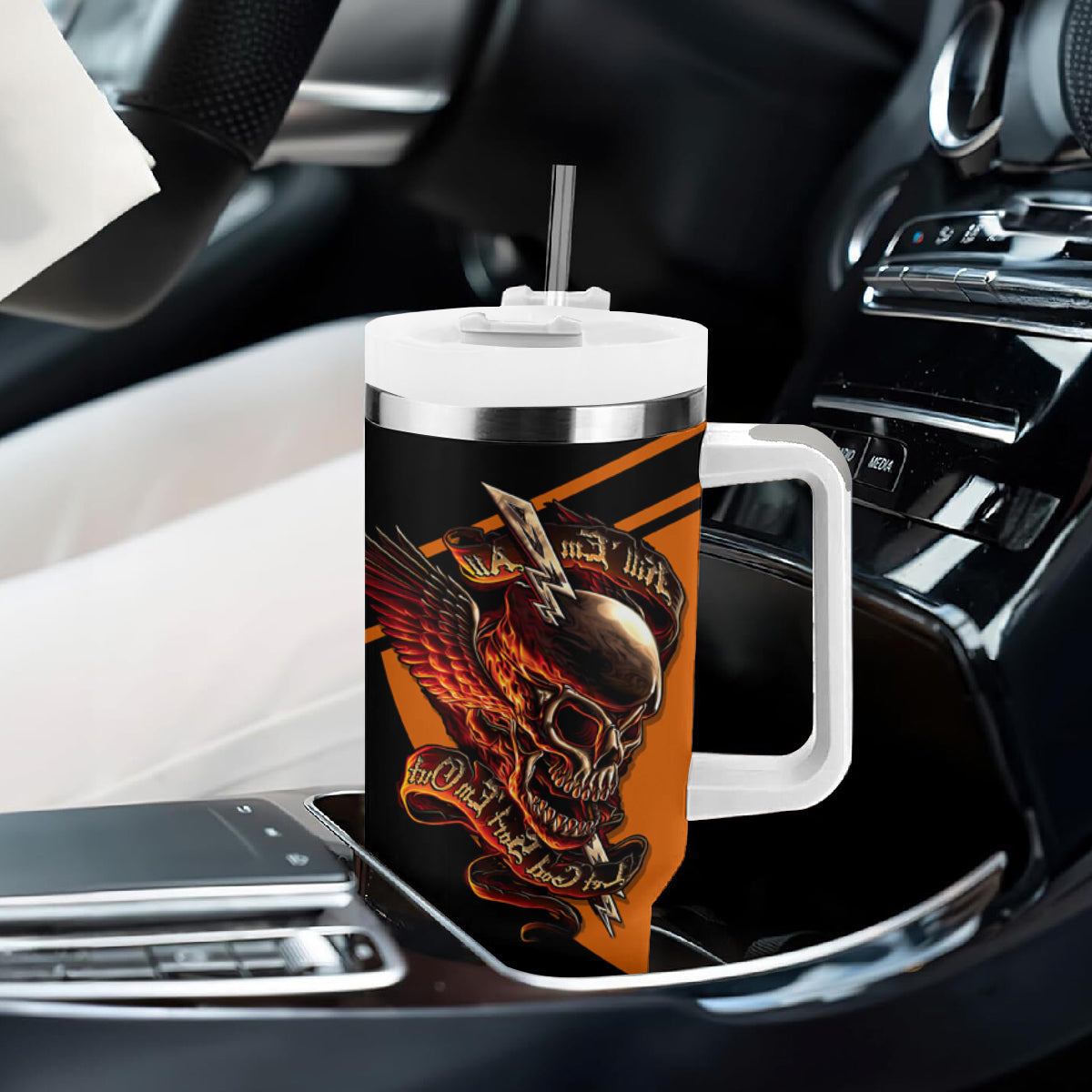 Wings Skull Tumbler With Handle Kill Them All