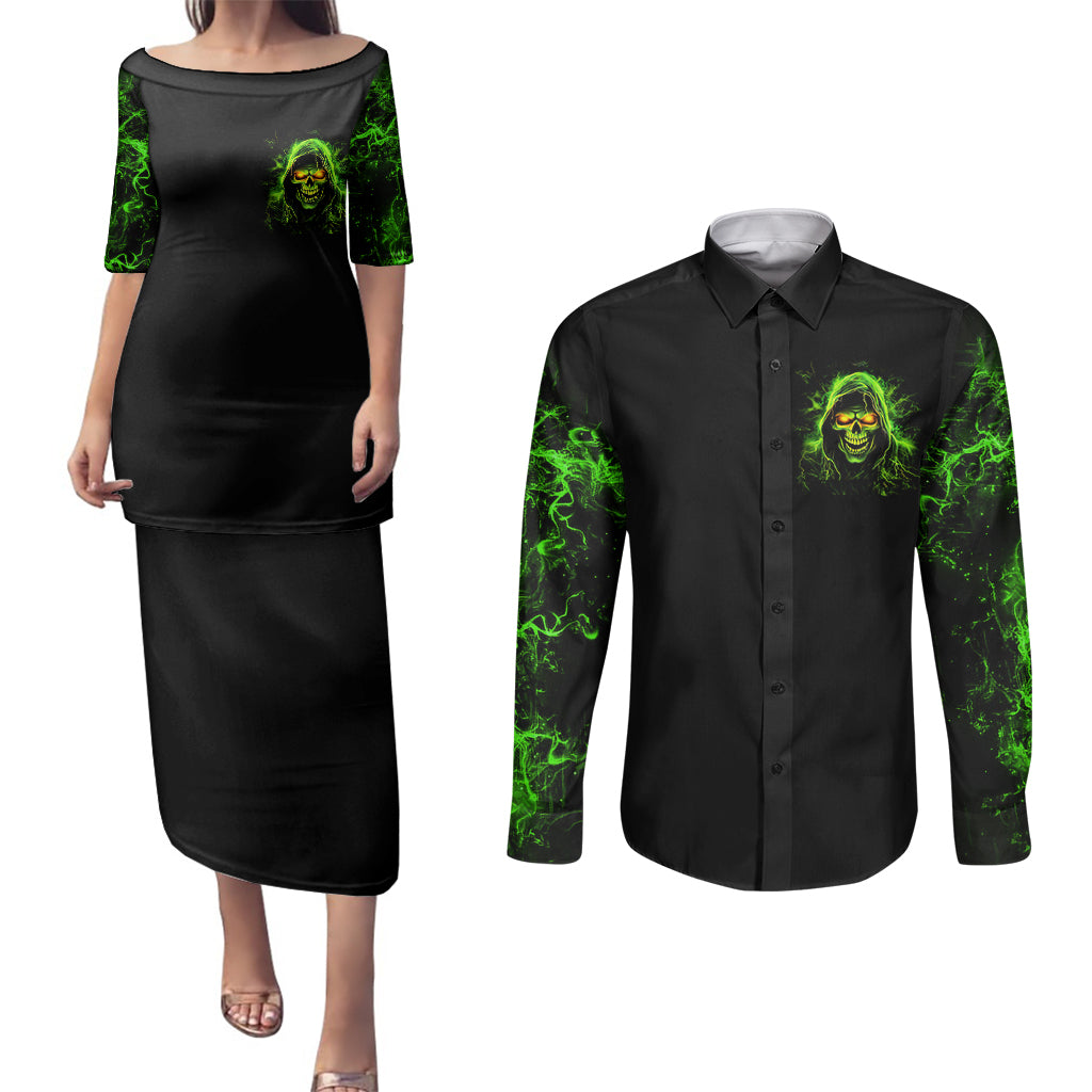 thunder-skull-couples-matching-puletasi-dress-and-long-sleeve-button-shirts-satan-still-has-a-restrainning-order-against-me