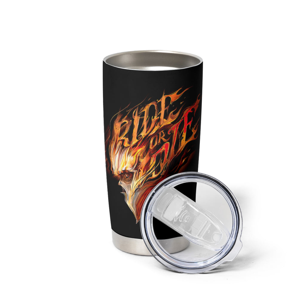Fire Skull Tumbler Cup Flame SKull Ride Or Die