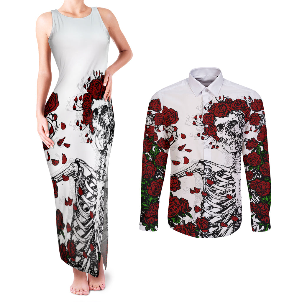 rose-skull-couples-matching-tank-maxi-dress-and-long-sleeve-button-shirts-rose-skull-day-of-the-dead