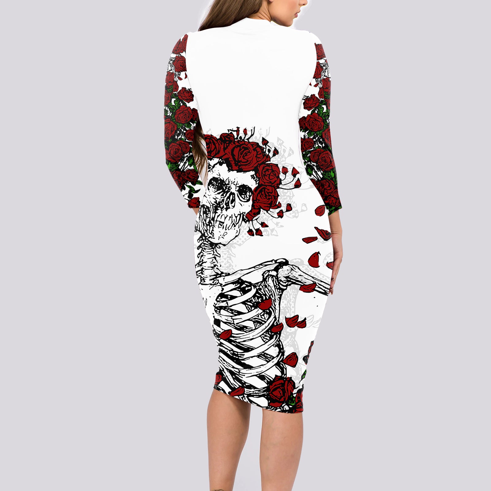 rose-skull-long-sleeve-bodycon-dress-rose-skull-day-of-the-dead