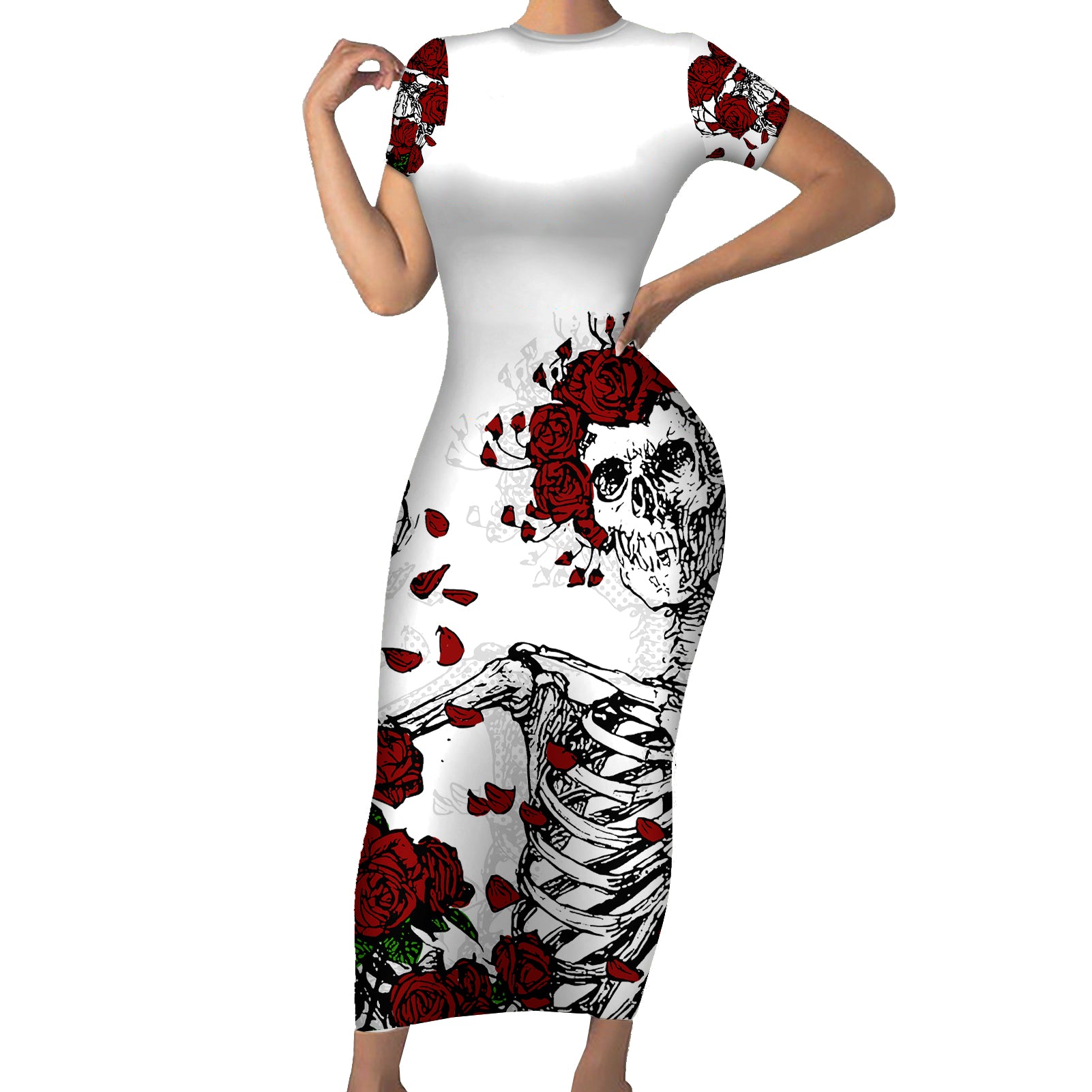 rose-skull-short-sleeve-bodycon-dress-rose-skull-day-of-the-dead