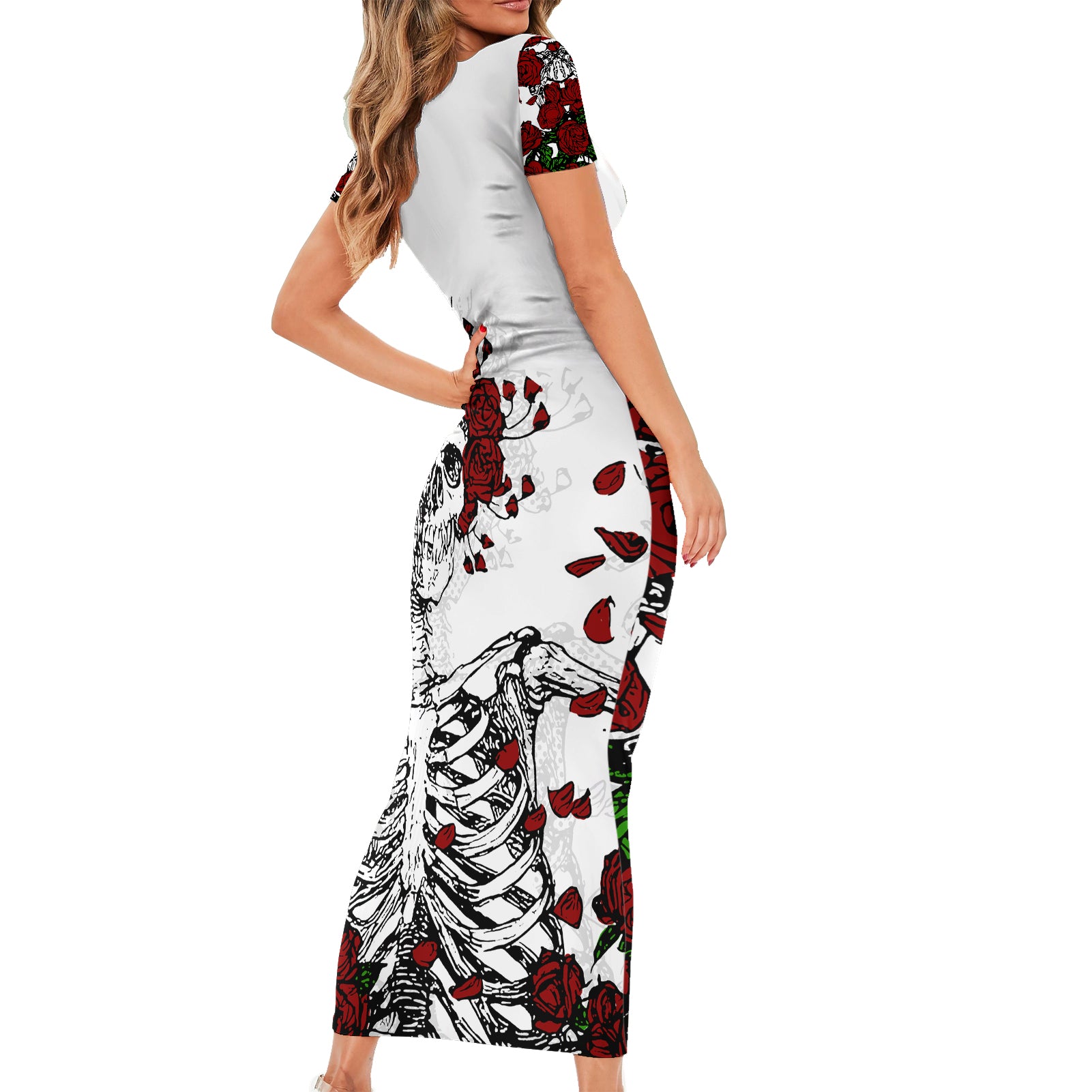 rose-skull-short-sleeve-bodycon-dress-rose-skull-day-of-the-dead