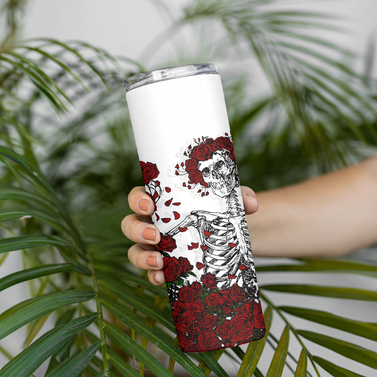 Rose Skull Skinny Tumbler Rose Skull Day Of The Dead